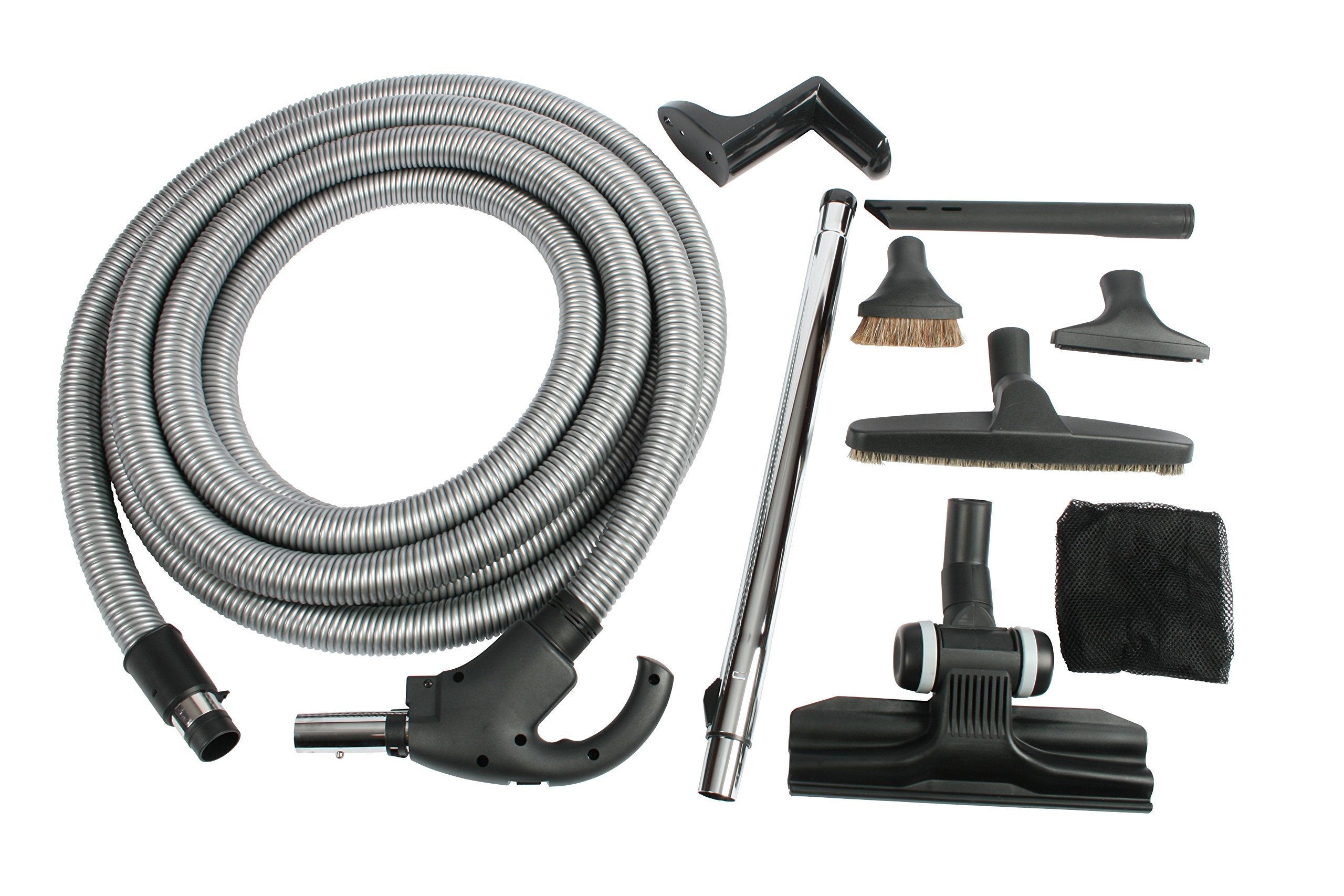 Cen-Tec Systems 92718A 30 Ft Silver Central Vacuum Kit with Switch Control Hose - Perfect for Whole House Cleaning, Car Detailing & Workshop Use