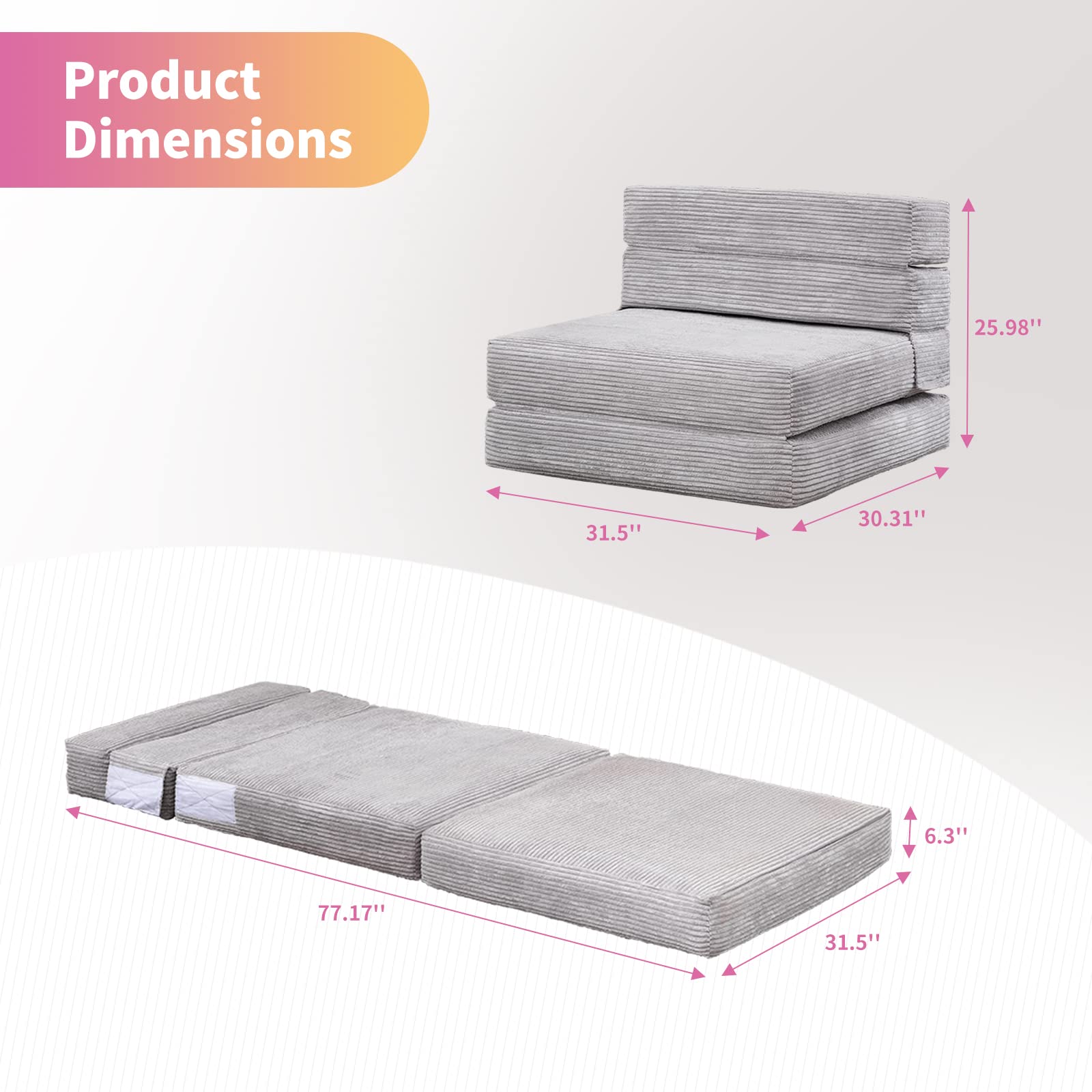 Tri-Fold Sofa Bed Mattress 6.3