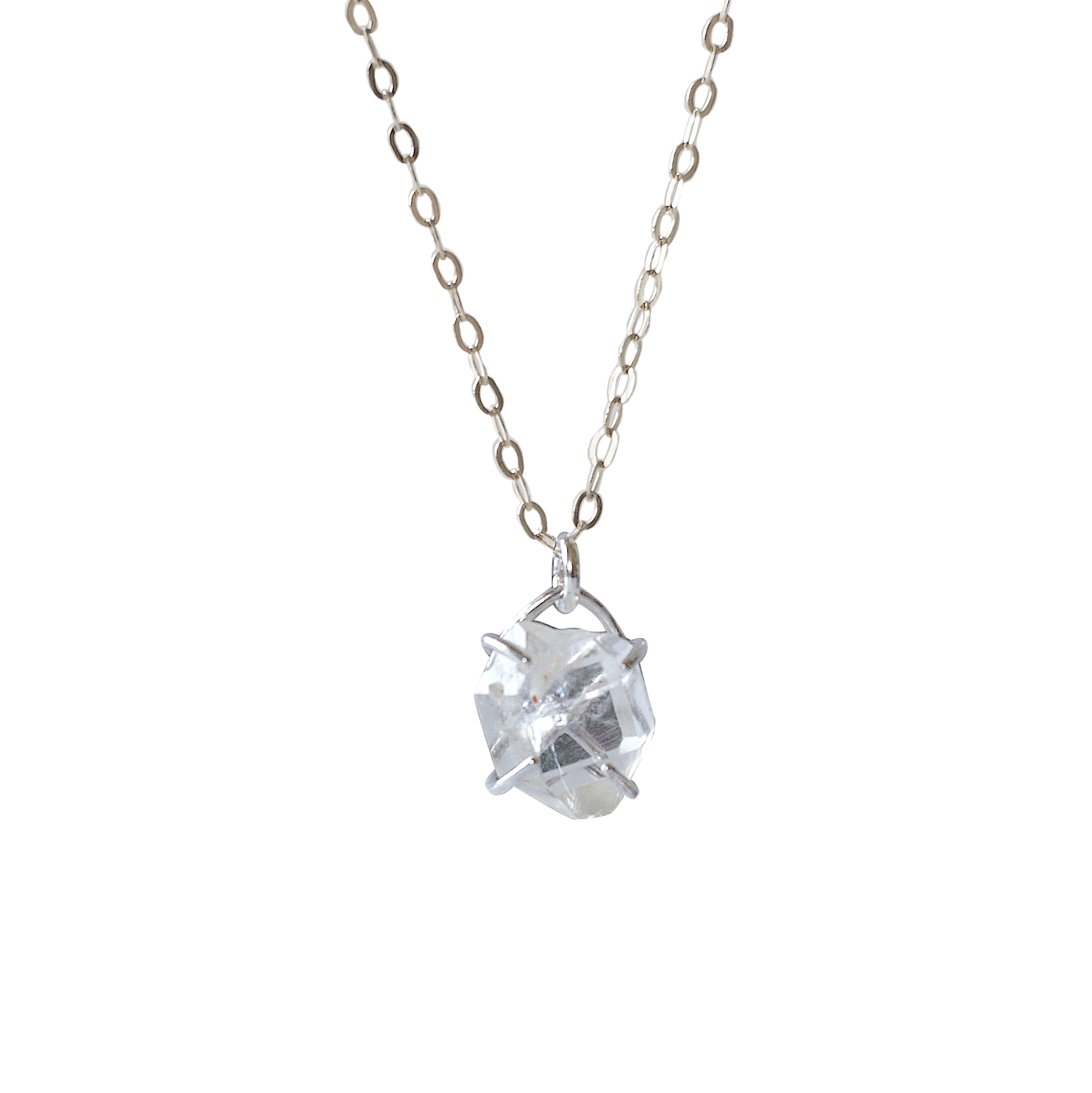 Herkimer Diamond Sterling Silver Huggie Charm Necklace – Dainty & Elegant Jewelry for Women, Perfect for Everyday Wear, Gifts & Special Occasions