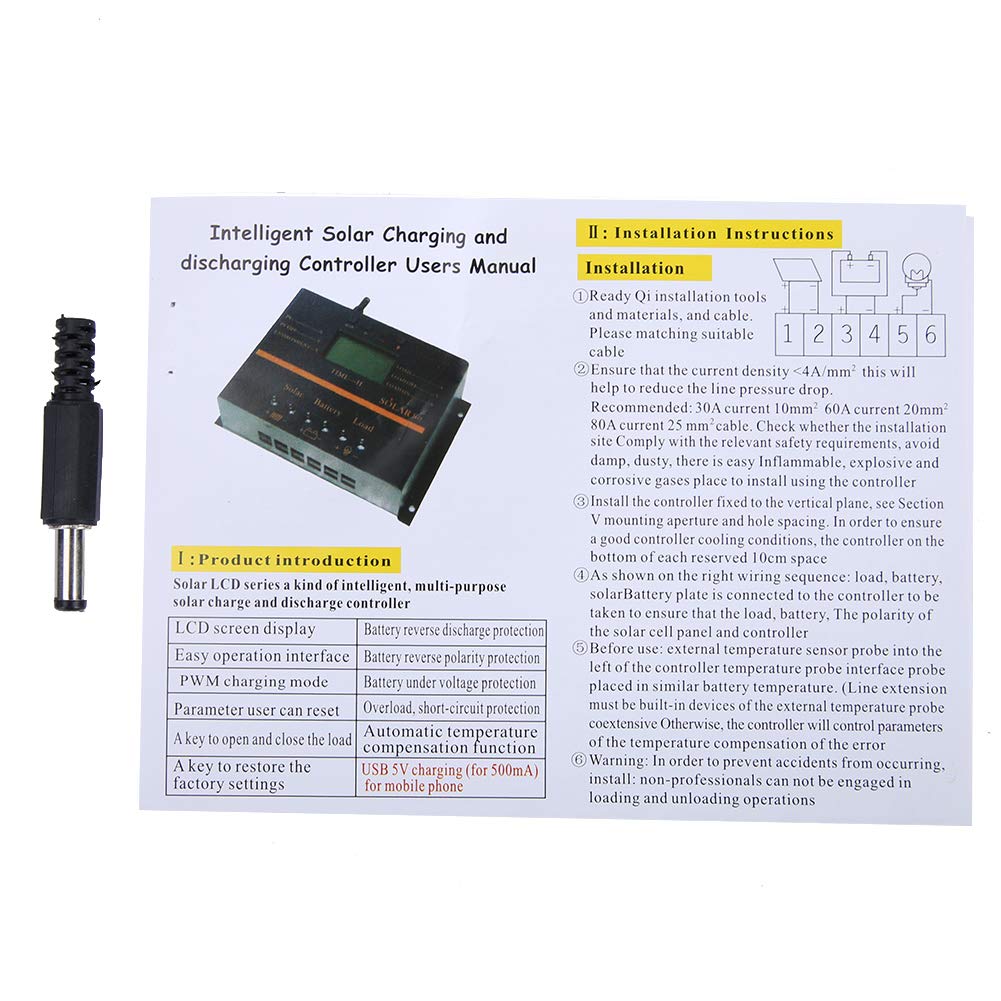 BTIHCEUOT 80A PWM Solar Charge Controller with LCD Display - 12V/24V Auto for Solar Panels - Perfect for Off-Grid Solar Systems, RV, Marine & Home Use