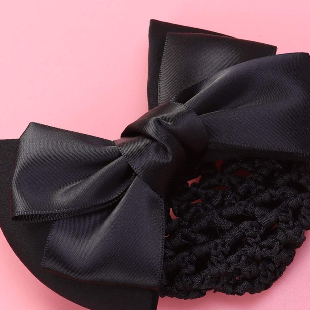 Beaupretty 3Pcs Lace Bow Hair Clips - Elegant Hair Bun Cover Barrettes with Bowknot Snood Net for Women (Black) | Perfect for Weddings, Parties, and Everyday Elegant Hairstyles