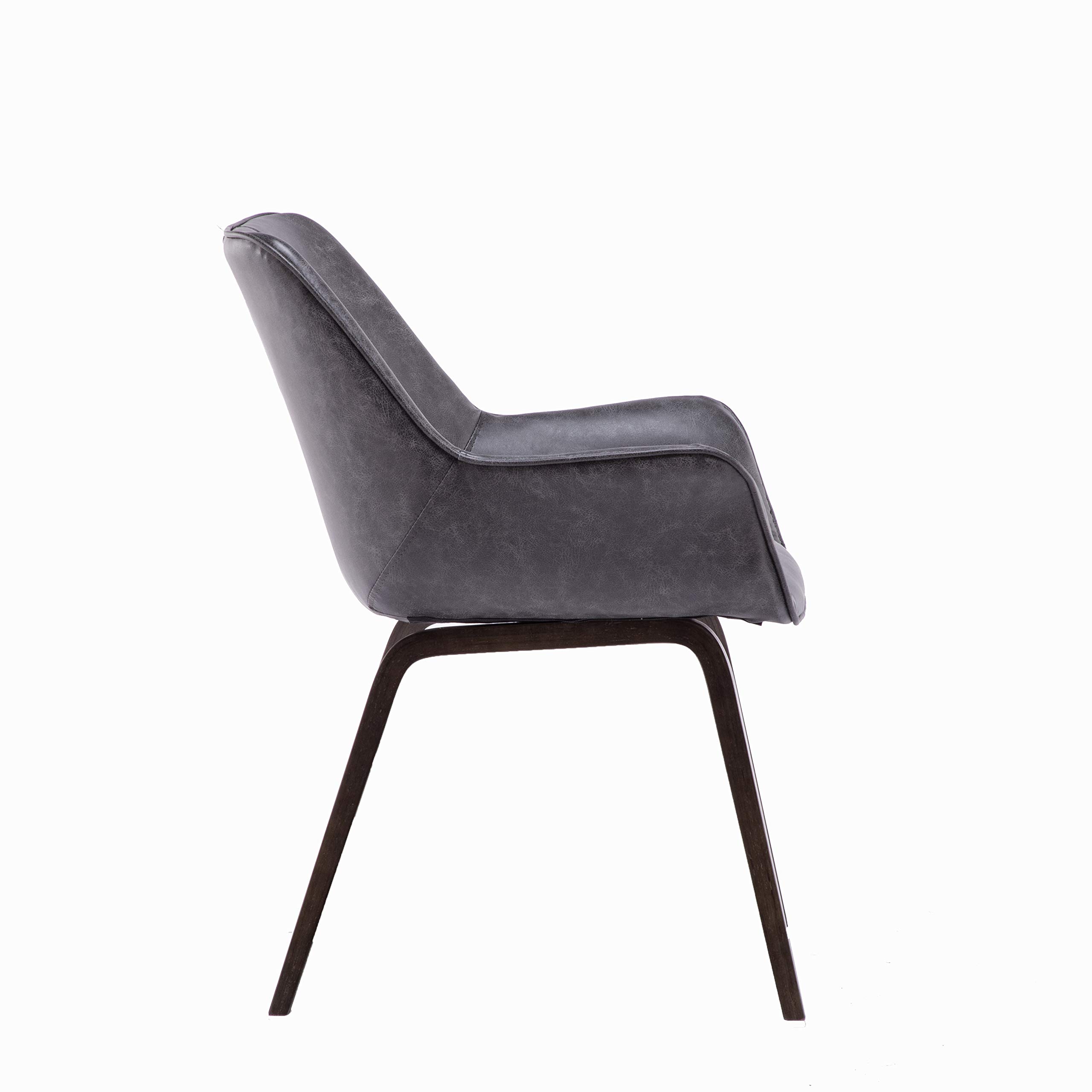 Modern Charcoal Faux Leather Dining Chairs - Set of 2 Upholstered Side Chairs for Living Room, Kitchen & Dining Room - Comfortable Seating for Home & Office