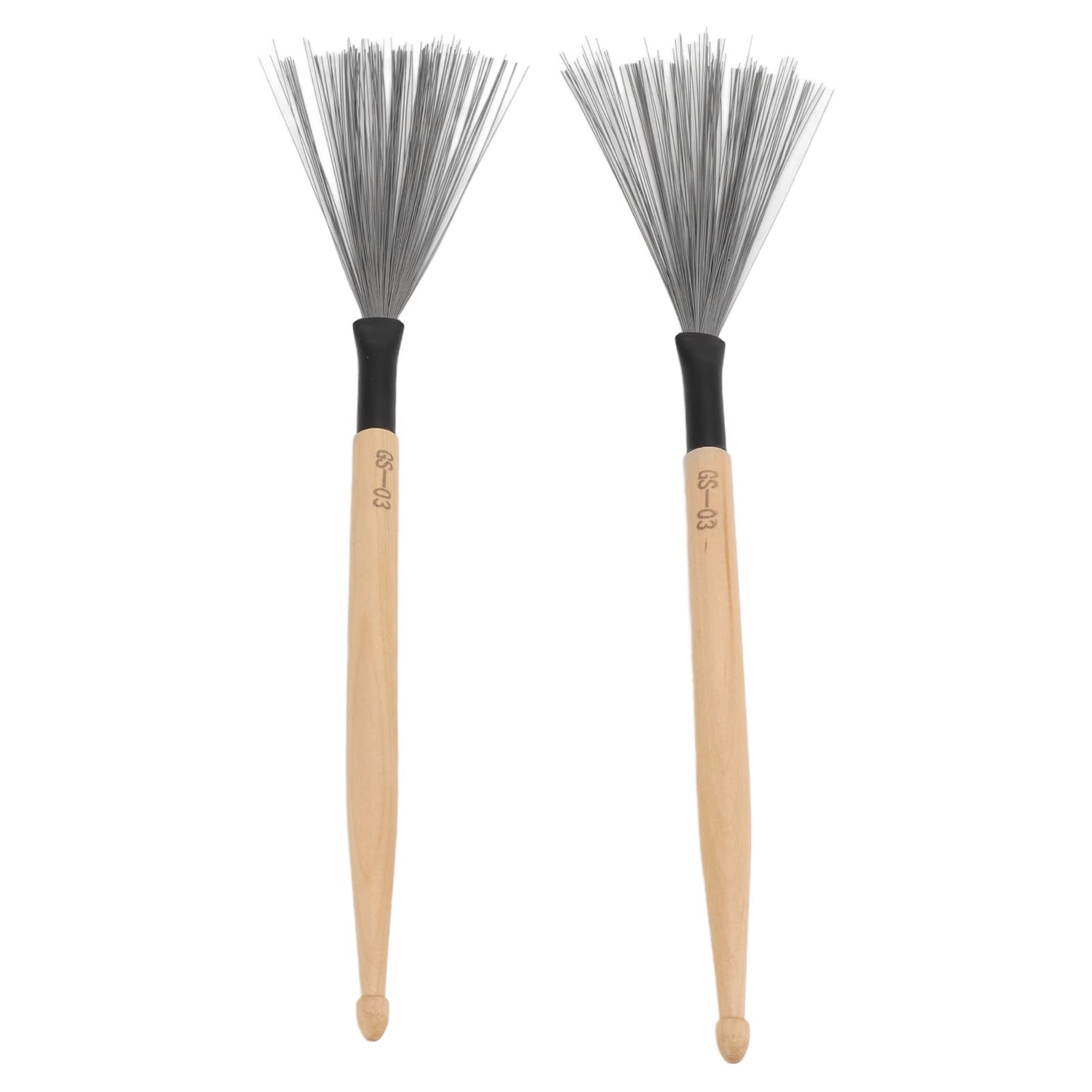 1 Pair Drum Stick Brushes with Maple Wooden Handle - Dual Purpose Steel Wire Drum Brushes for Rock Band, Jazz, Folk | Perfect for Drummers, Beginners & Students | Great for Live Performances, Practice Sessions & Studio Recording