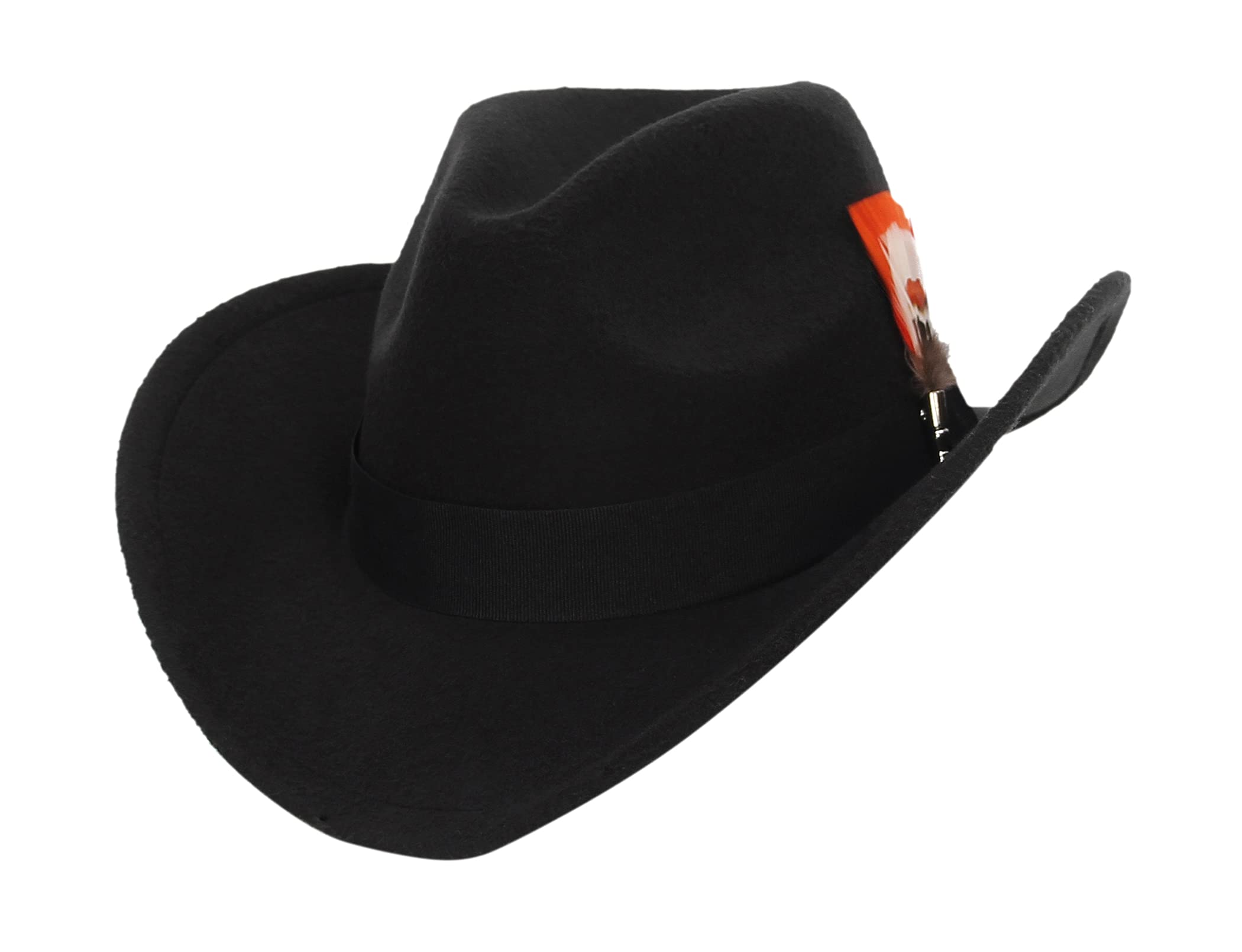 GEMVIE Western Cowboy Hat for Women & Men - Stylish Cowgirl & Cowboy Felt Hat with Feather Band, Bent Brim Fedora - Perfect for Rodeo, Country Music Festivals & Outdoor Adventures