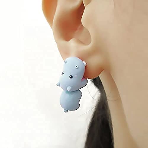3D Cute Animal Bite Earrings - Handmade Polymer Clay Cartoon Stud Earrings for Women & Girls | Fashion Jewelry Gift for Birthday, Party & Daily Wear