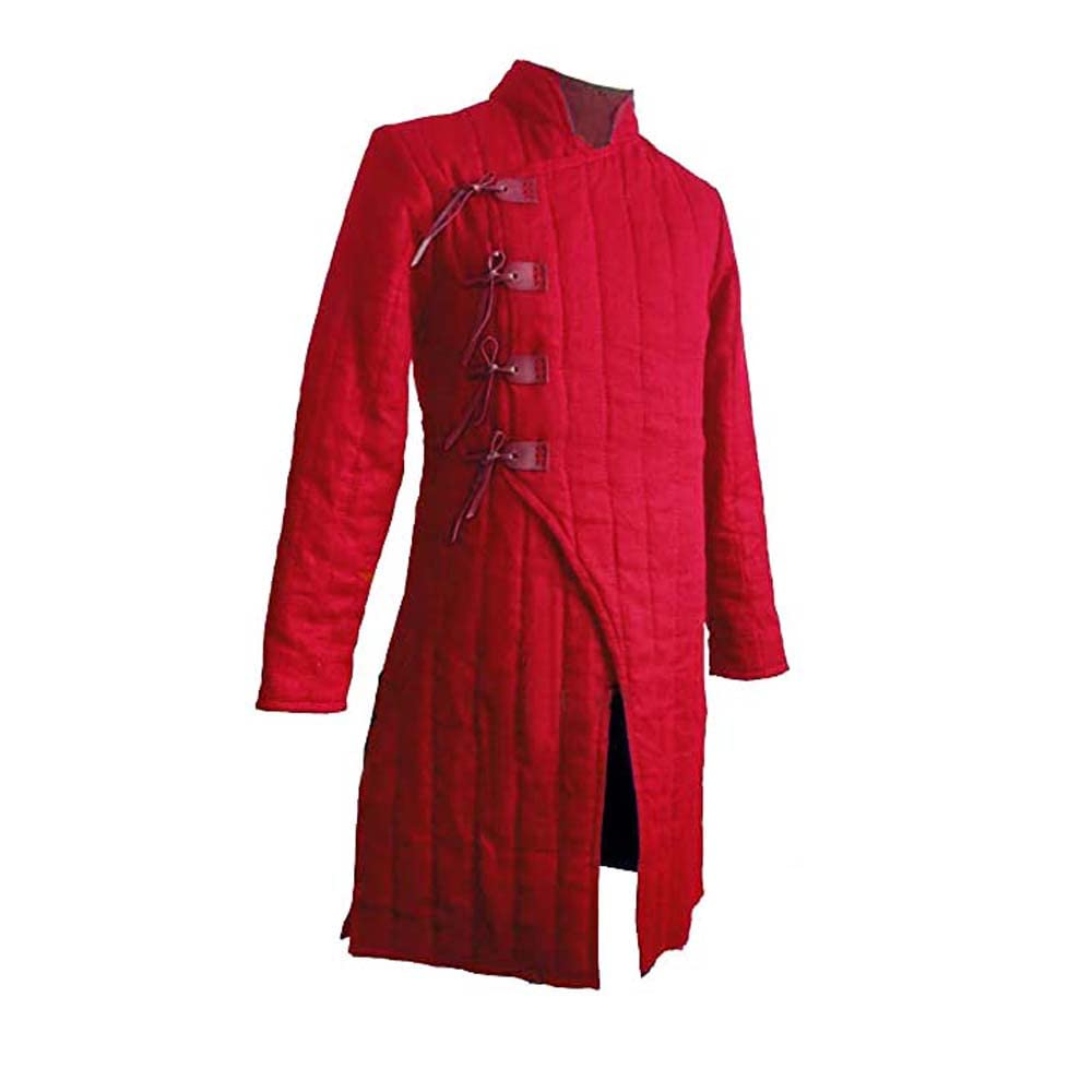 AnNafi® Medieval Thick Padded Gambeson Coat Aketon - Full Sleeves Historical Armor Costume for LARP, SCA, Renaissance Fairs & Theater Performances | Durable Battle-Ready Design for Cosplay & Reenactment