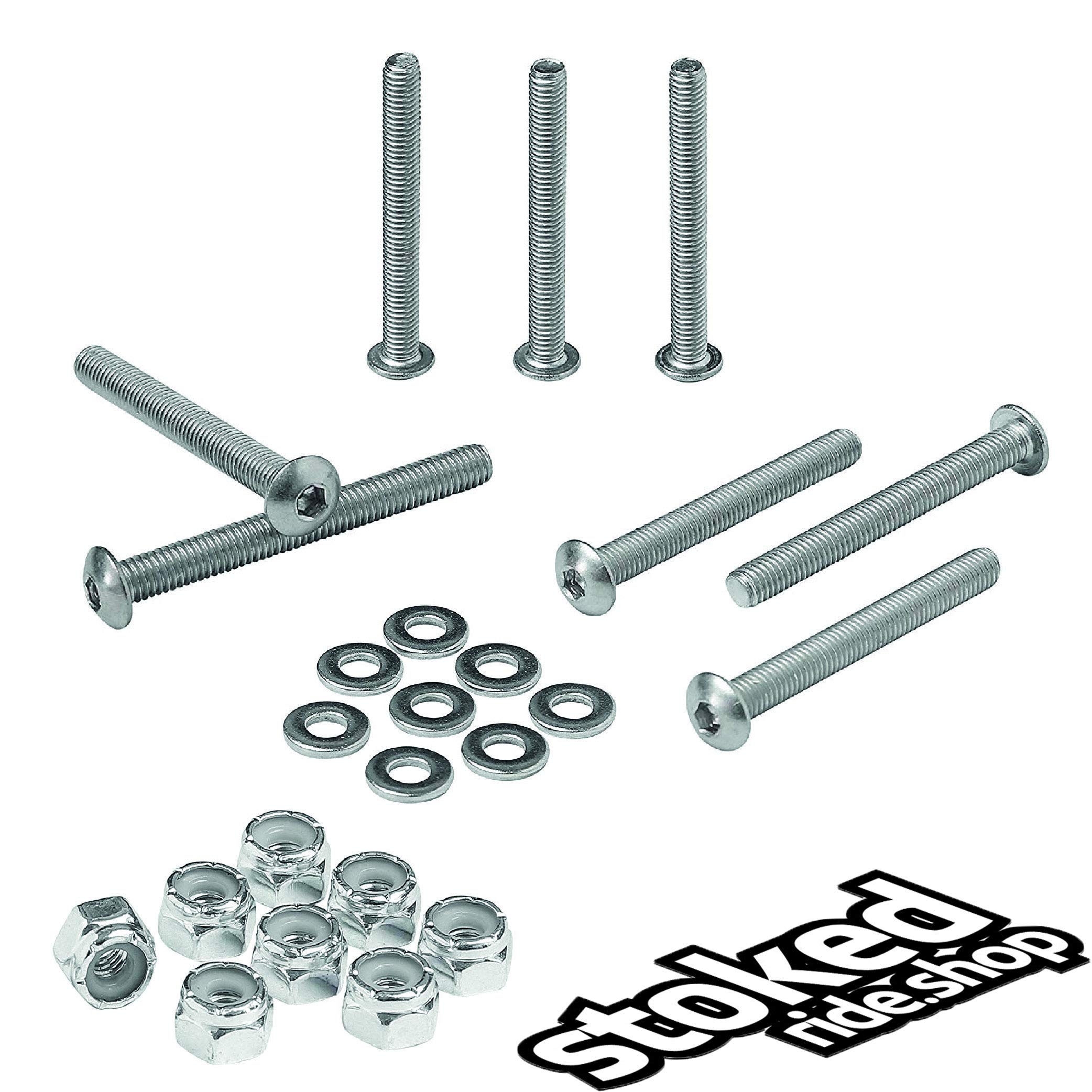 Stoked Ride Shop Skateboard Hardware Kit - 16 PCS Mounting Screws & Nuts Set for Longboard, Cruiser & Skateboard | Durable Skateboard Truck Installation | Perfect for Street Skating, Park Riding & Commuting