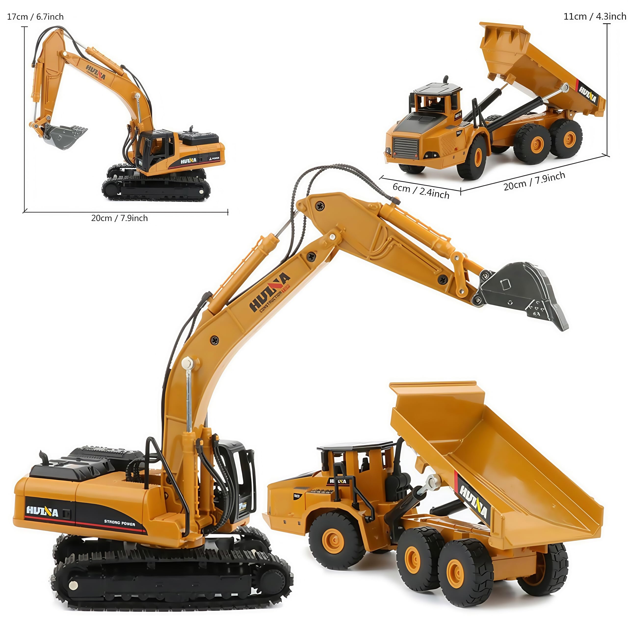 Gemini & Genius Heavy Duty Metal Excavator Toy & Dump Truck Set - Construction Vehicles Playset for Kids Ages 4-8 - Sandbox Toys, Outdoor Play, Birthday Gifts for Boys & Girls | Perfect for Construction Site Roleplay & Sandbox Adventures