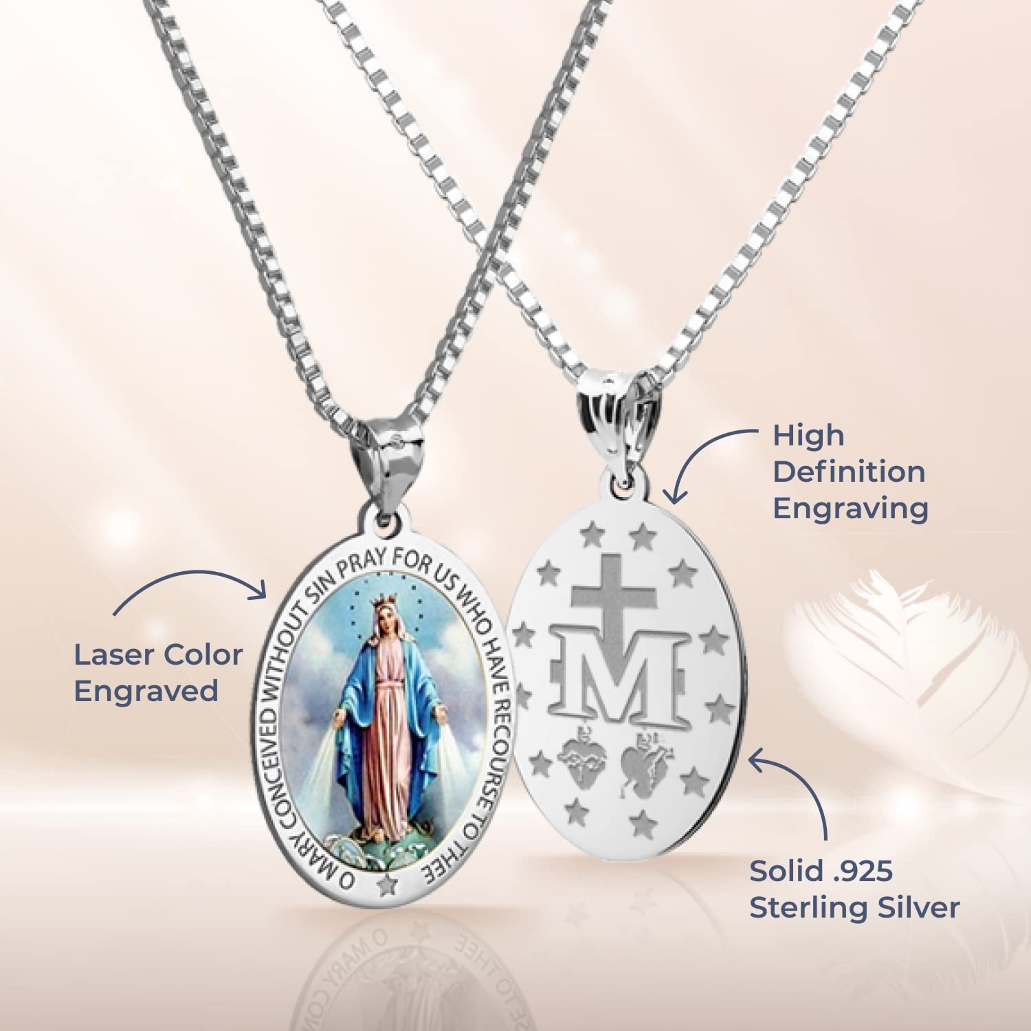 **Miraculous Medal Necklace - 10K/14K Gold & Sterling Silver Virgin Mary Pendant for Women & Men - Catholic Religious Jewelry - Perfect for First Communion, Baptism & Christian Gifts**    *(Use for: Religious occasions, daily faith wear, meaningful gifts for loved ones, baptism, first communion, or spiritual protection.)*