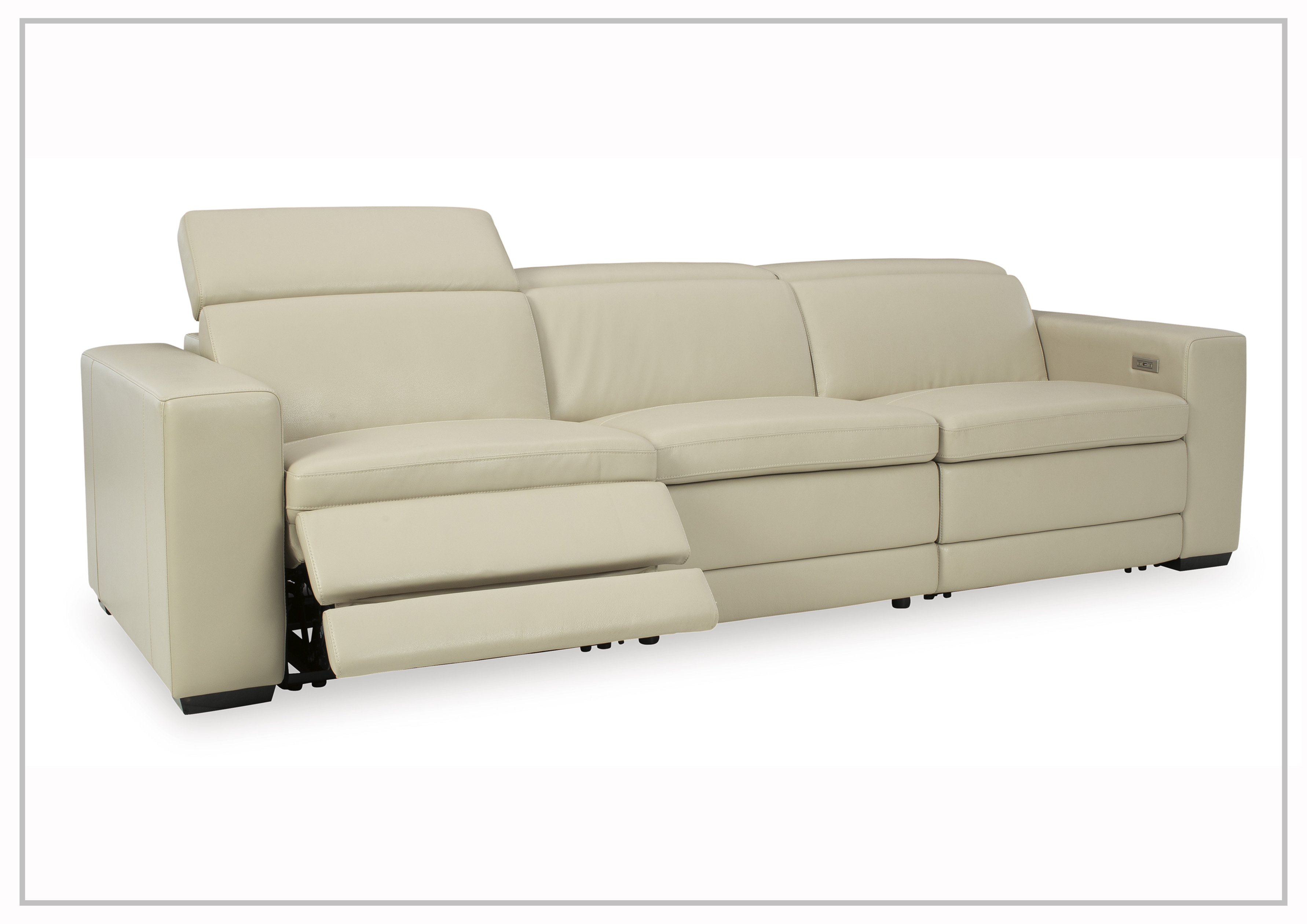 Gio Italia Titan 3-Seater Dual Power Reclining Leather Sofa - Modern Living Room Furniture for Home Theater & Relaxation
