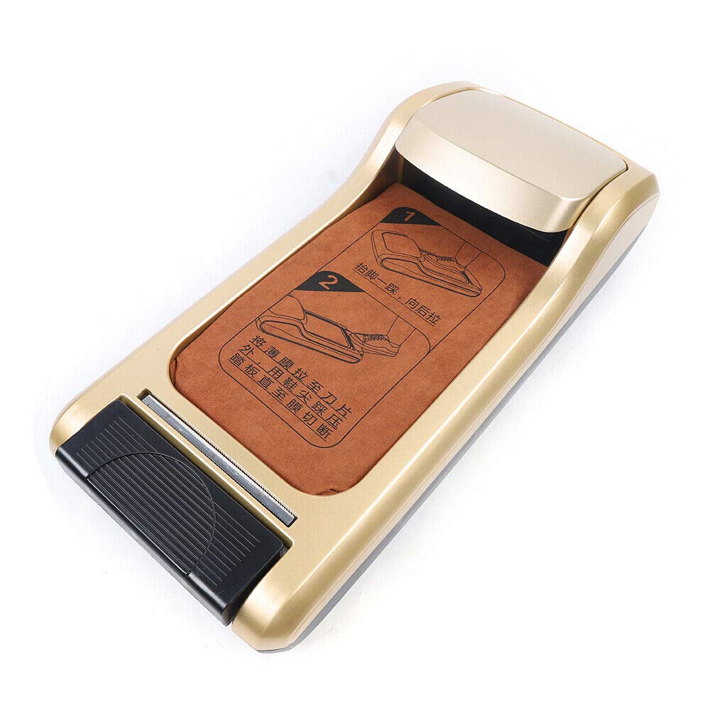 LOYALHEARTDY Portable Automatic Shoe Cover Dispenser Machine with Shoe Film - Hygienic Footwear Protection for Home, Lab, Office, Hotel, Exhibition & Workshop - Gold Finish | Ideal for Clean Rooms, Medical Facilities & High-Traffic Areas