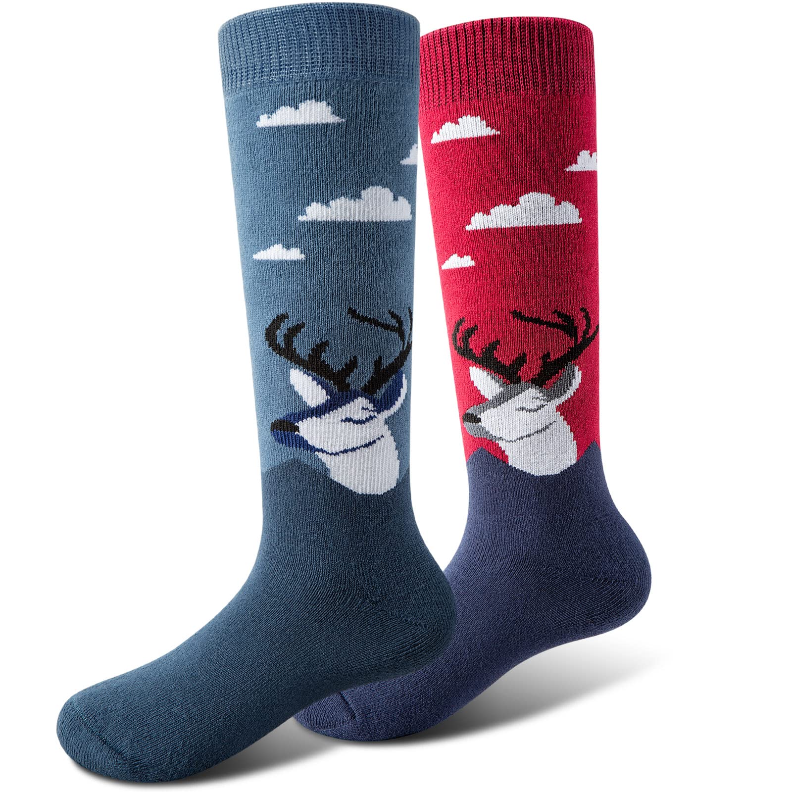 Cimkiz Kids Ski Socks for Boys & Girls - Warm Winter Snowboarding Socks (2-Pack/3-Pack) - Toddler Outdoor Skiing & Snow Sports Accessories for Cold Weather Activities