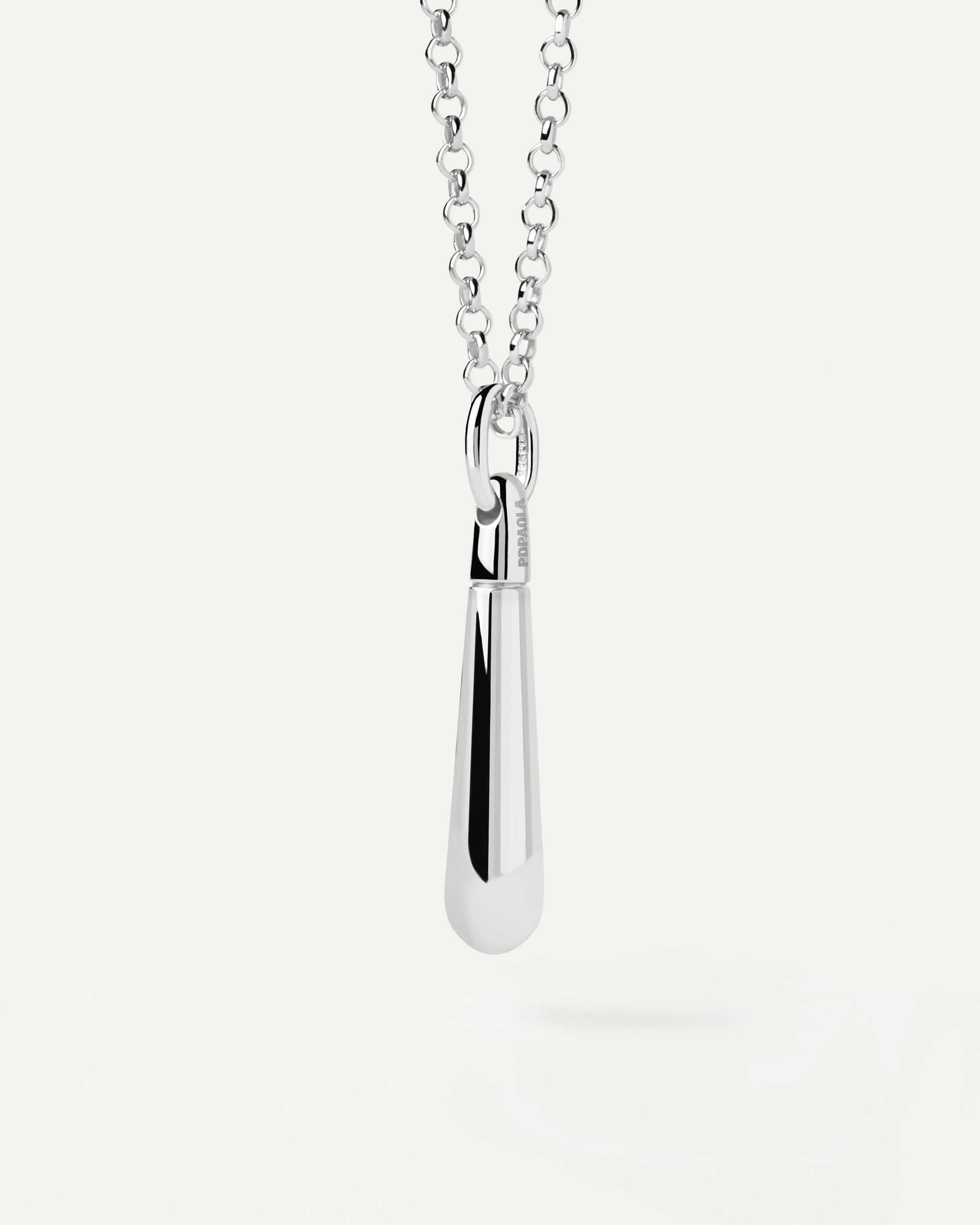 Large Drop Silver Pendant Necklace for Women - Elegant Sterling Silver Jewelry Gift for Her - Perfect for Parties, Weddings & Special Occasions