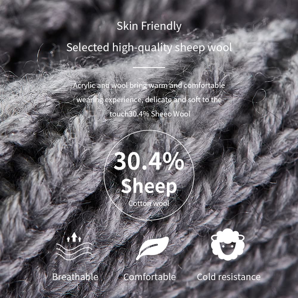 OHYOGA Winter Beanie Hats for Men & Women - Warm Chunky Cable Knit Skull Cap, Soft Fleece Lined Cold Weather Hat | Perfect for Skiing, Snowboarding & Outdoor Winter Activities