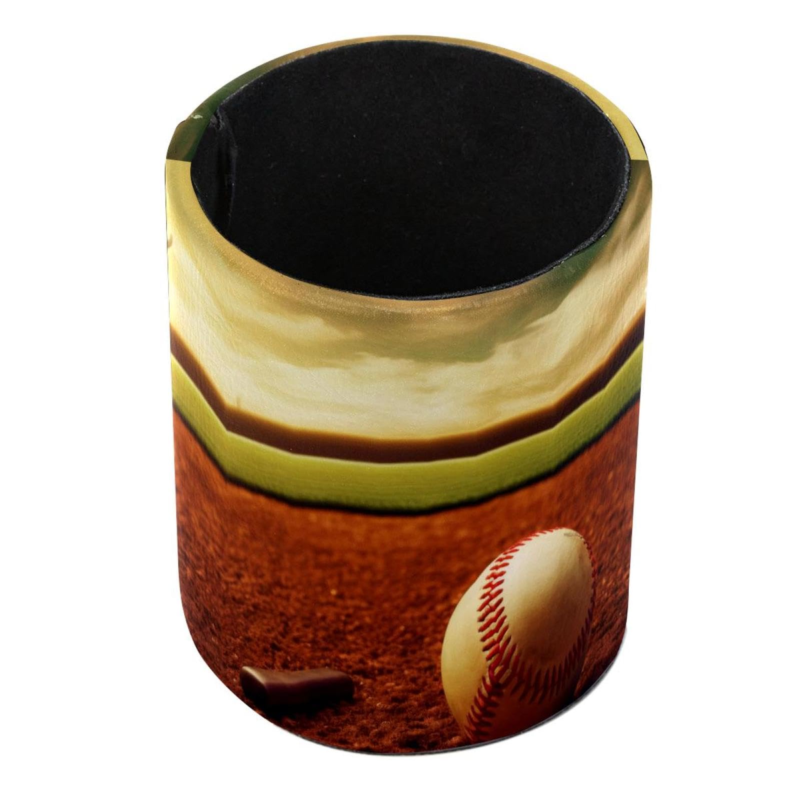Baseball Themed Pen Holder & Makeup Brush Organizer - Stylish Desk Pencil Cup for Office, School, or Home Decor - Perfect for Baseball Fans, Students & Makeup Lovers