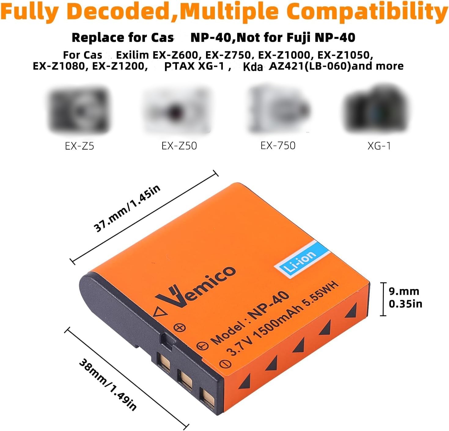 Vemico NP-40 Battery Charger Kit with 3 Pack 1500mAh Replacement Batteries & Dual Charger for Video Cameras - Compatible with Casio NP-40, Kodak LB-060, GE GB-60 - Perfect for Travel Vlogging, Home Videos & Professional Filming
