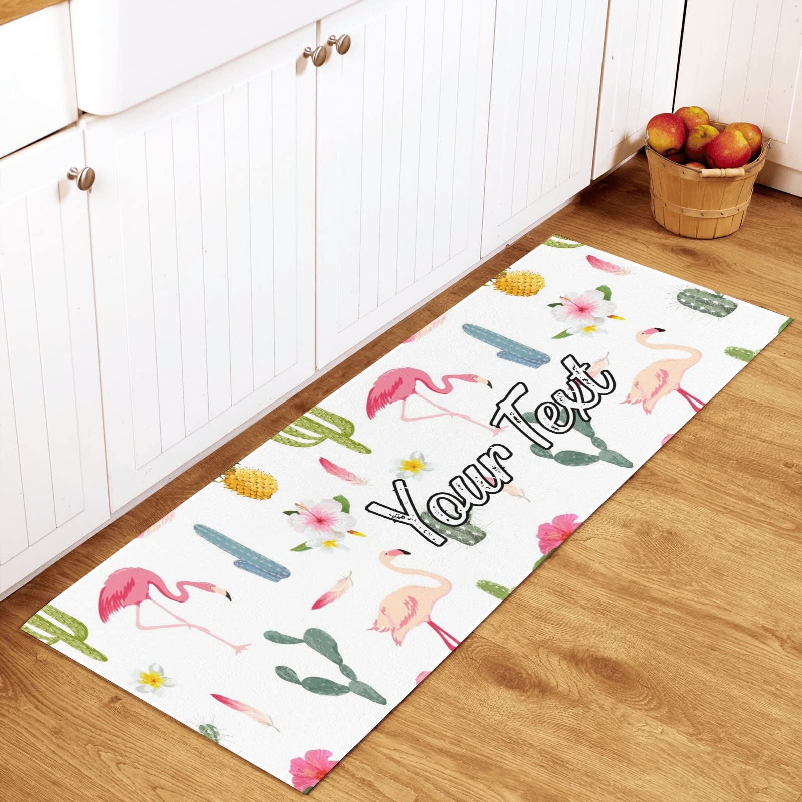 Custom Tropical Flamingo & Cactus Doormat with Personalized Name - 48x17 Inch Indoor/Outdoor Non-Slip Entrance Rug for Home, Garden, Office & Kitchen Decor - Perfect Welcome Mat for Front Door, Patio & Mudroom