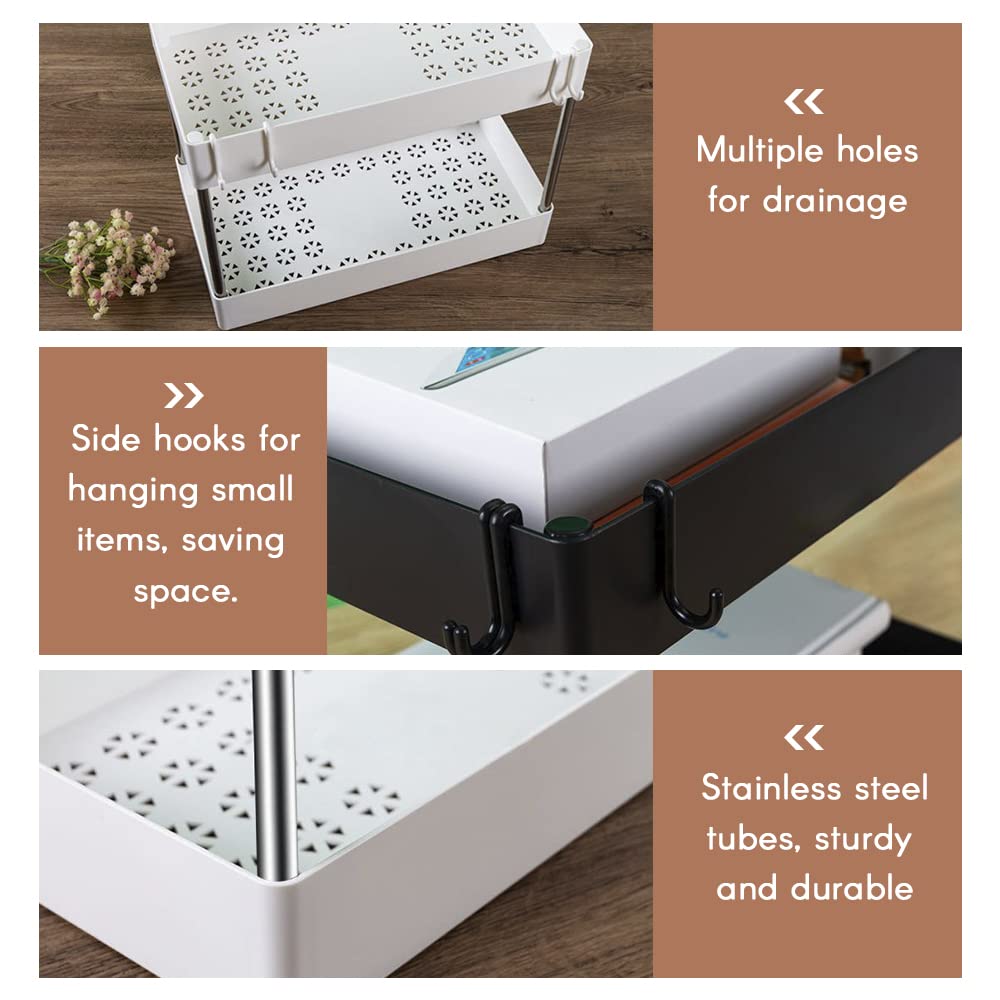 EXCLUZO 2-Tier Under Sink Organizer - Multifunctional Storage Rack for Cleaning Supplies, Spice Bottles & Cosmetics | Perfect for Kitchen, Bathroom, Bedroom, Study & Office Organization | Space-Saving Solution for Small Spaces