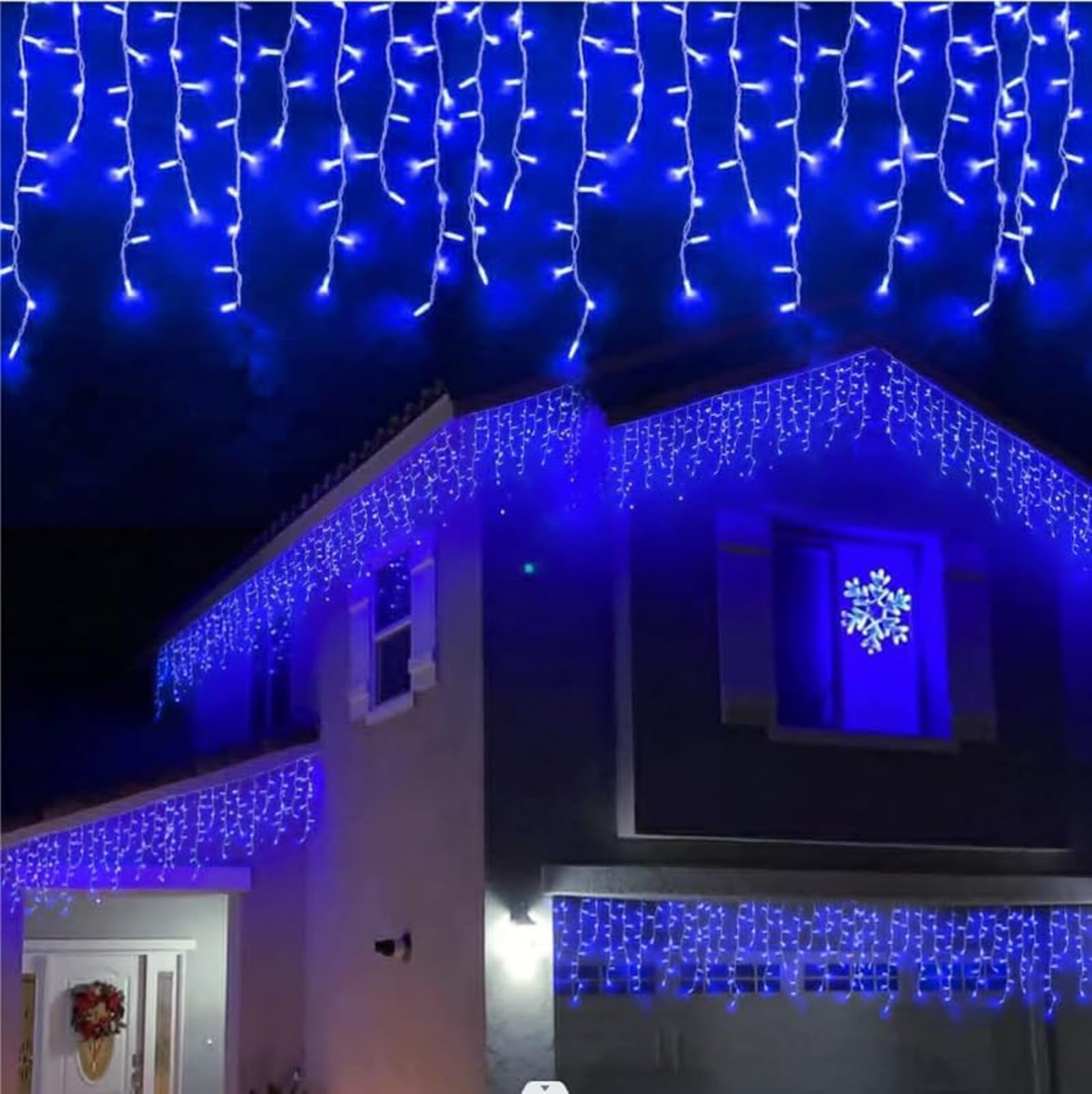 YEGUO 400 LED Blue Icicle Lights - 33ft Waterproof Outdoor Christmas String Lights for Holiday Decor