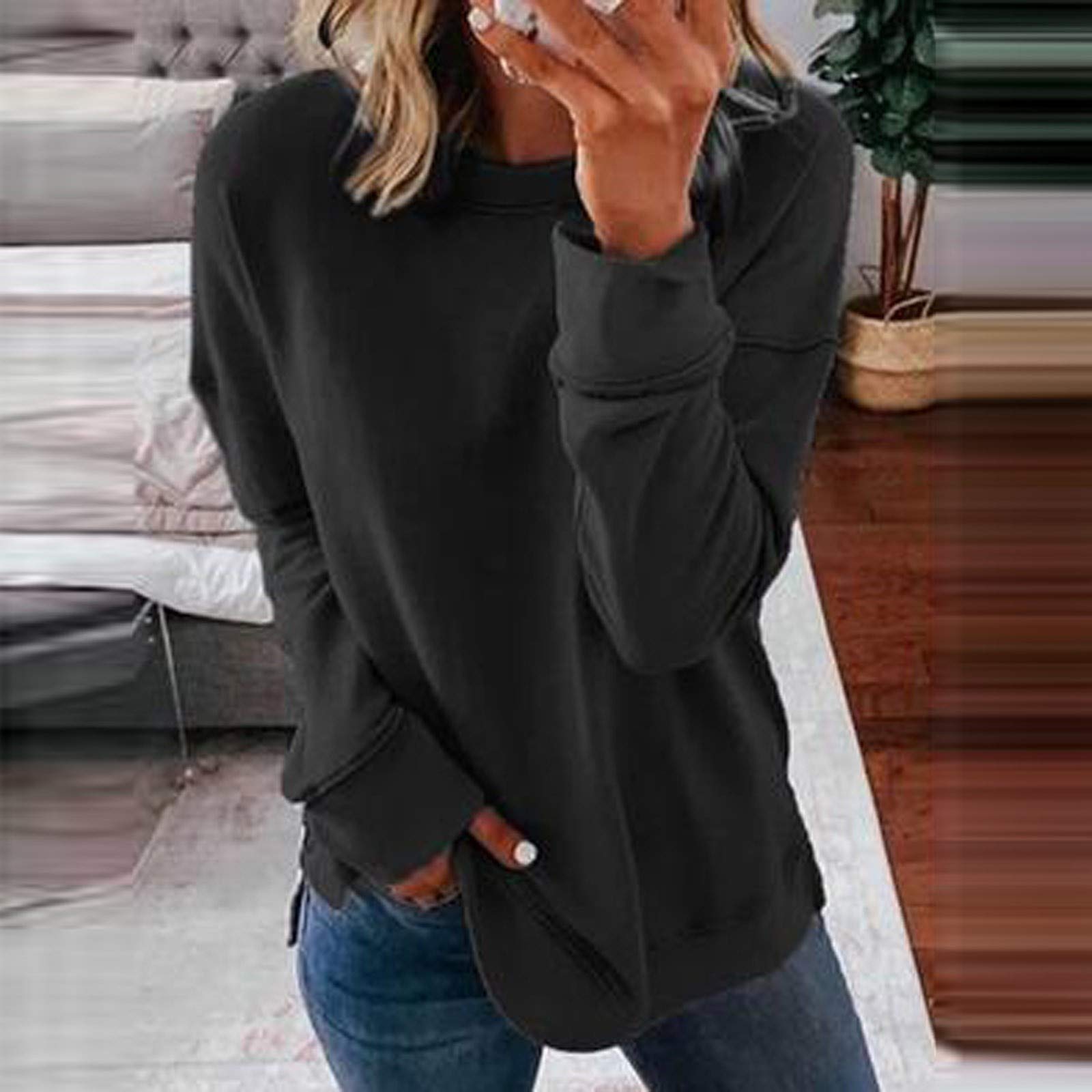 VREWARE Women's Casual Oversized Crewneck Sweatshirt - Long Sleeve Pullover Loose Fit Hoodie Top for Women | Perfect for Lounge Wear, Street Style & Fall Fashion