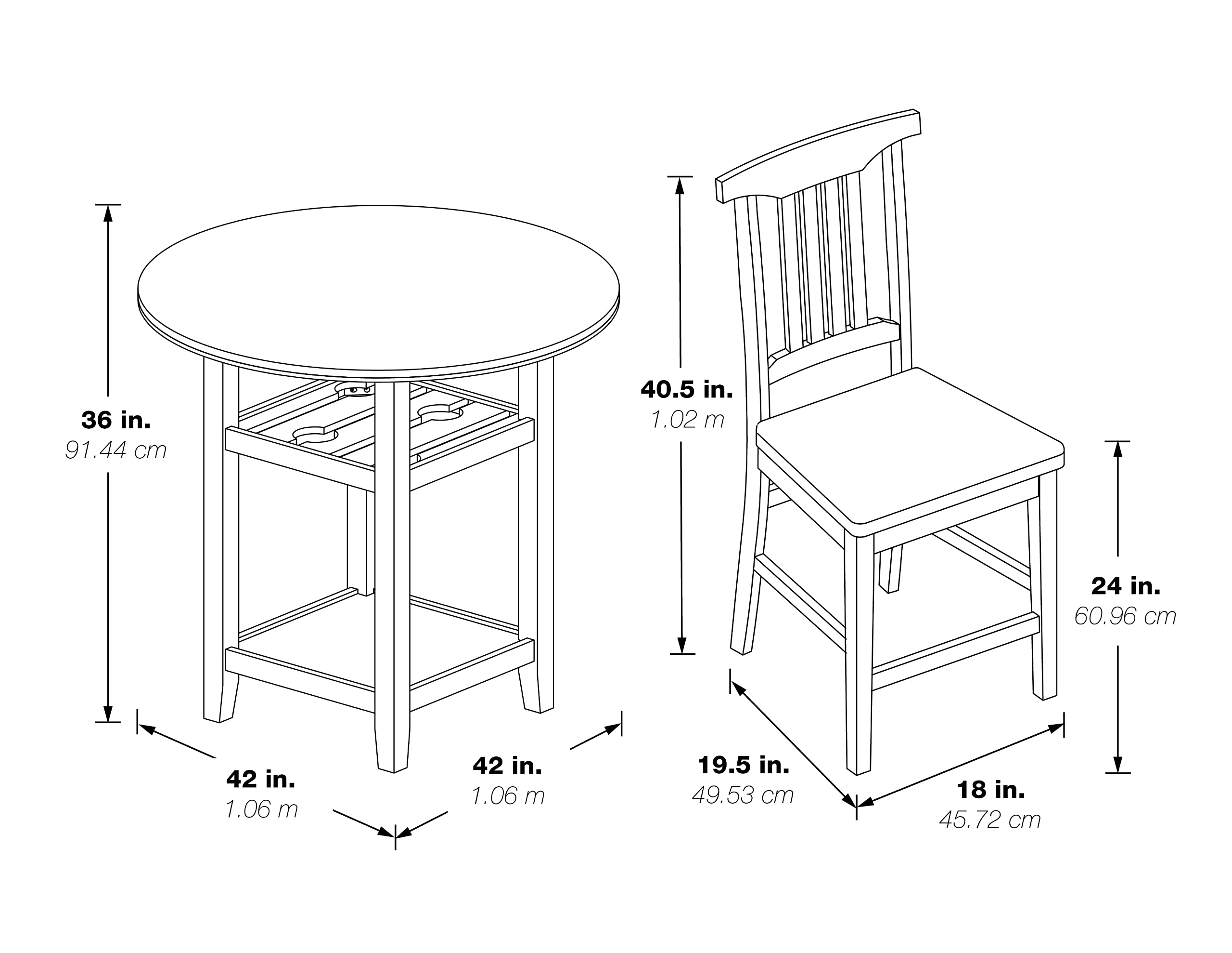 OSP Home Furnishings 3-Piece Pub Table Set with Stools - Perfect for Kitchen, Bar, or Outdoor Dining Area