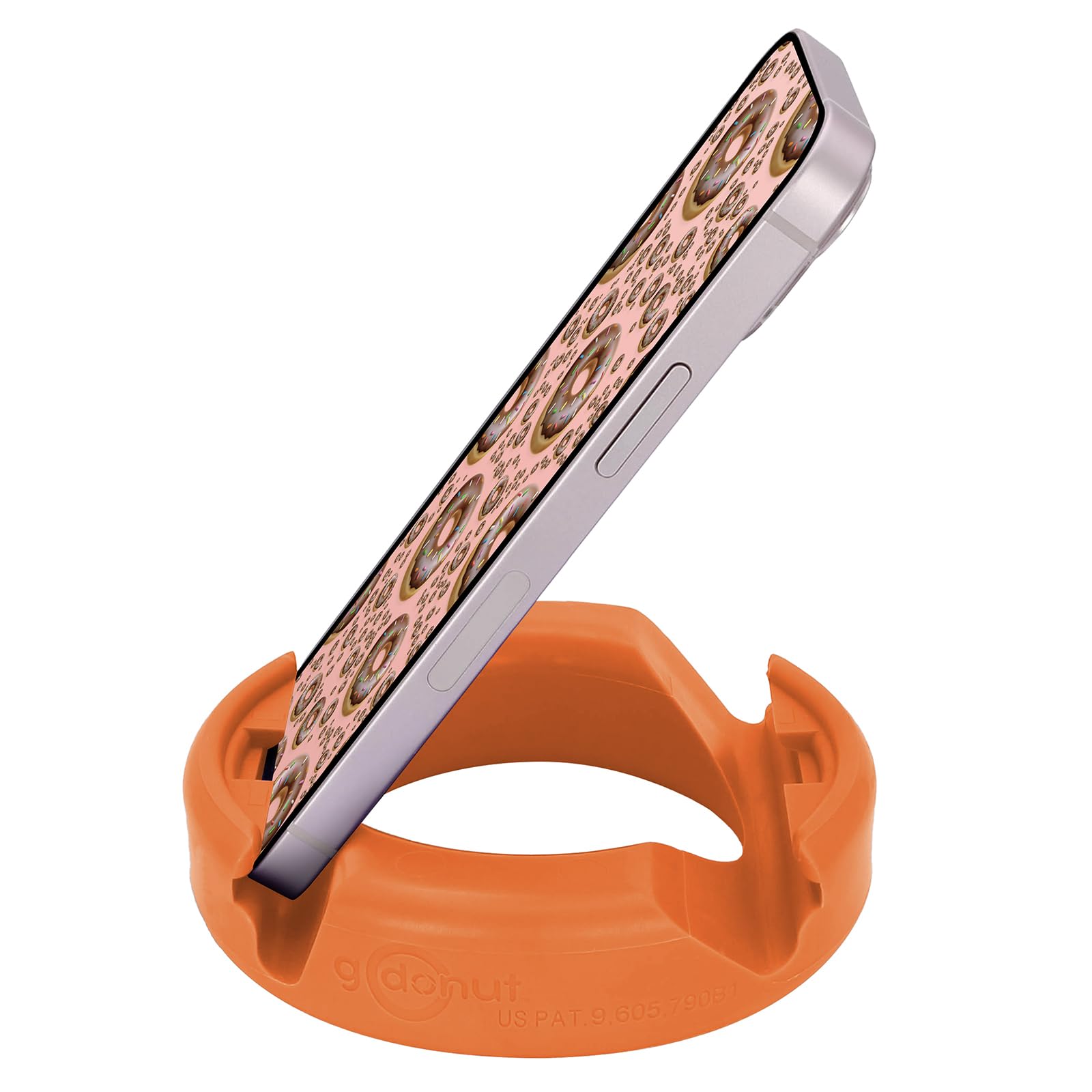 GoDonut Original Phone Stand & Tablet Holder - Universal Desk Organizer Compatible with iPhone 16/15/14 Pro Max, Android Smartphones - Orange | Perfect for Office, Home, Travel & Video Calls