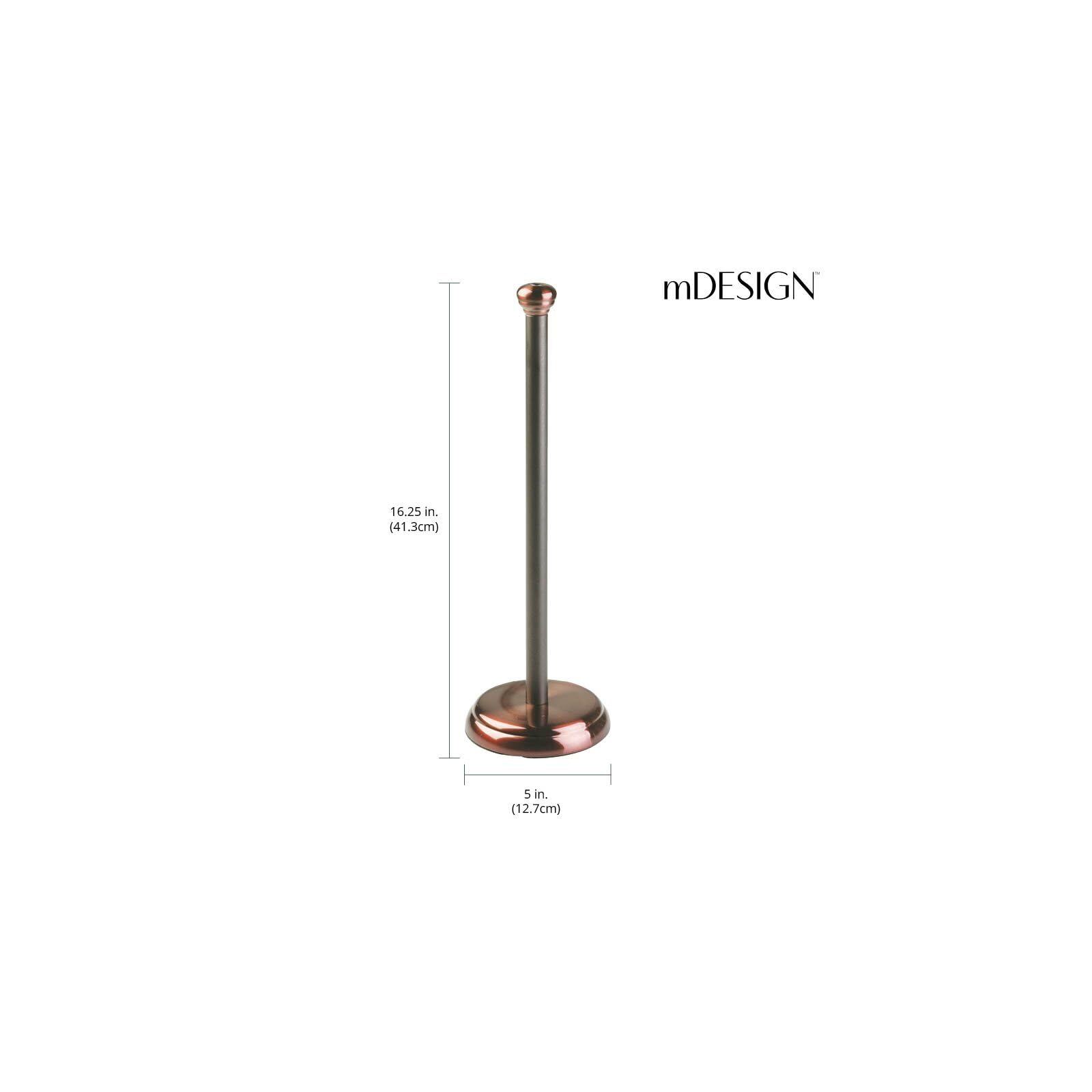 Stainless Steel Free-Standing Toilet Paper Holder with Storage - Holds 3 Rolls - Bronze Bathroom Tissue Organizer for Toilet, Vanity & Cabinet Storage - Hyde Collection - mDesign