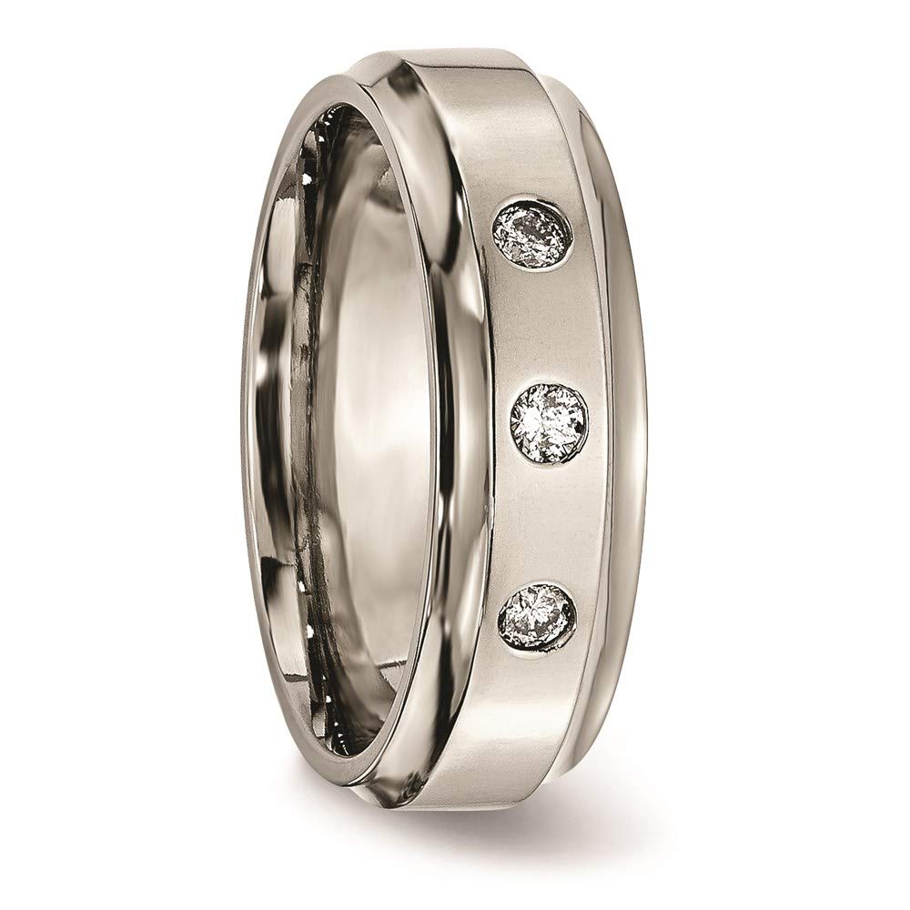 1/5 Carat Diamond Titanium Wedding Band for Men - Polished Chisel Edge Design TB433A - Perfect for Engagement, Anniversary & Everyday Wear
