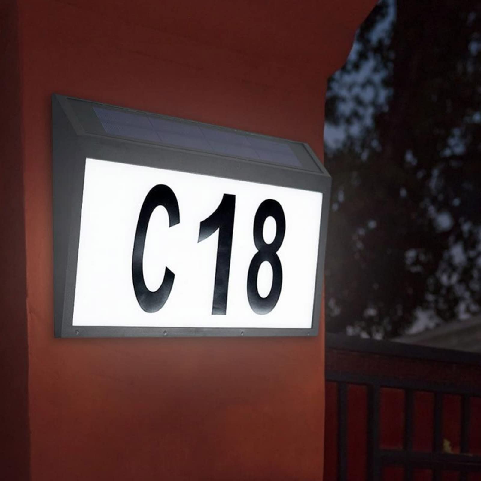 Solar Powered LED House Number Plaque - Illuminated Address Sign for Wall Mounting, Outdoor Garden & Street Lighting (Set of 3) - Perfect for Nighttime Visibility and Home Security