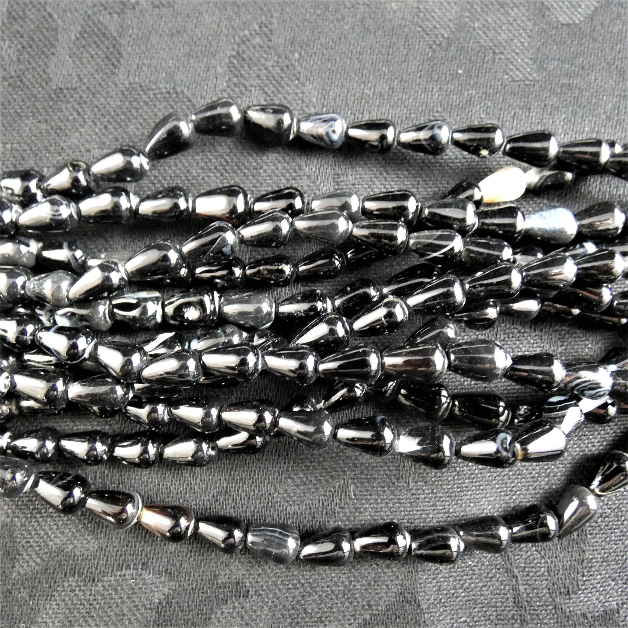 Black Agate Bead Strands - Small Teardrop Shape for Jewelry Making, DIY Bracelets & Necklaces | Healing Crystal Beads for Meditation & Spiritual Gifts