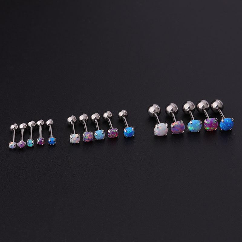 20G Cartilage Tiny Stud Earrings - Flat Back Opal Ear Studs for Women | Hypoallergenic Piercing Jewelry for Helix, Tragus, Nose & Ear Lobe | Perfect for Everyday Wear & Special Occasions
