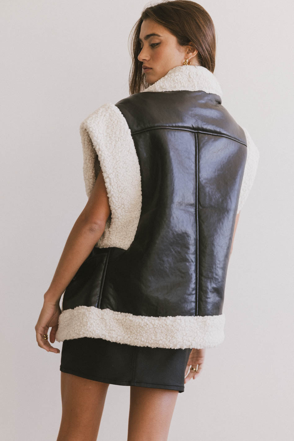 Last Night Sherpa Lined Vest for Women - Cozy Fleece Lined Winter Vest Jacket in Black | Warm Layered Outfits for Casual Wear & Outdoor Activities