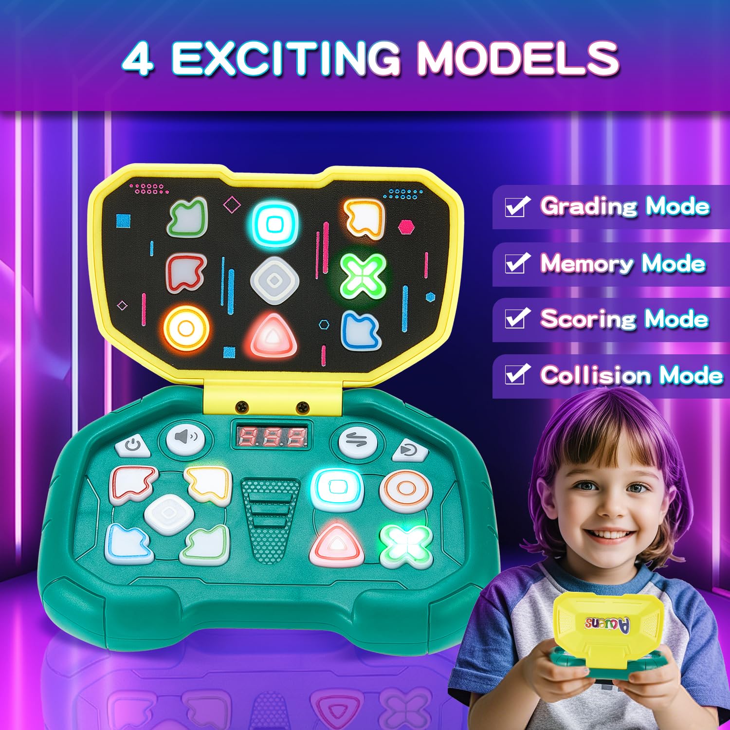 Handheld Dance Game for Kids - 4 Modes, 999 Levels, ADHD Sensory Fidget Toy, Fast Puzzle Game for Ages 6-12 | Birthday Gift for Boys & Girls (Green) | Perfect for Stress Relief, Classroom Breaks & Travel Entertainment