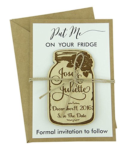 40 Custom Engraved Wooden Magnets - Rustic Wedding Save The Date - Personalized Gift for Couples - Perfect for Wedding Invitations, Bridal Showers & Anniversary Keepsakes