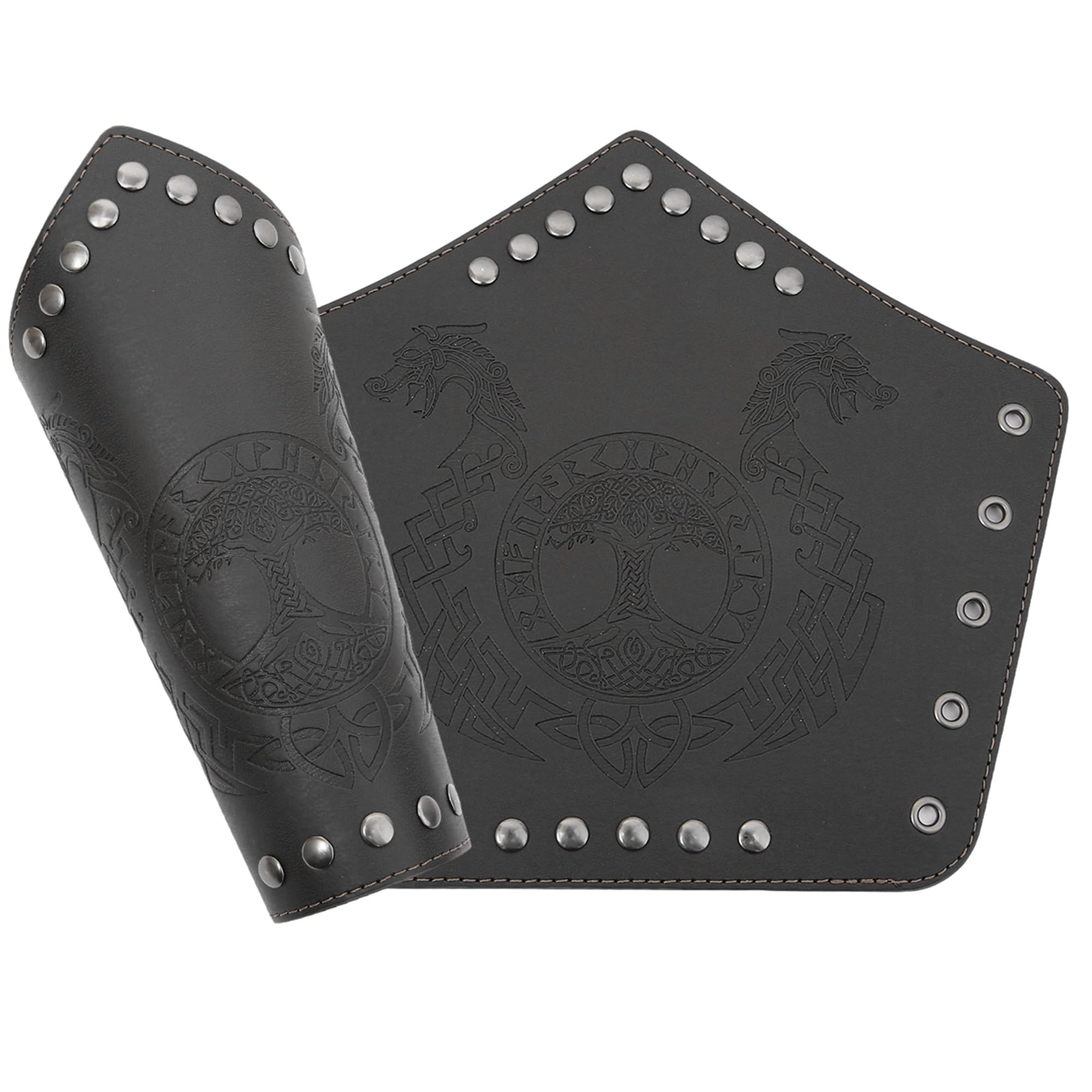JAOYU Medieval Leather Bracer Set - 2PCS Viking Arm Guards, LARP Wrist Armor & Cosplay Accessories for Renaissance Faires, SCA Events & Historical Reenactments