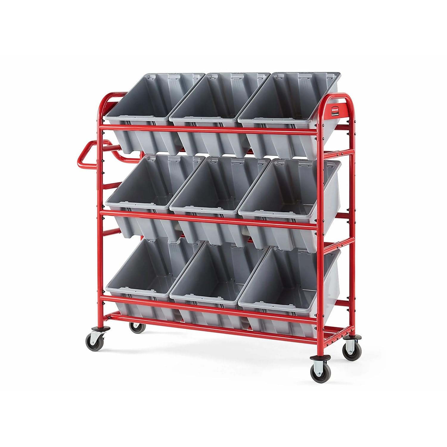 Rubbermaid Commercial Tote Picking Cart - Heavy Duty Storage Bracket Holds 18 Totes | Warehouse Organization, Retail Stocking, Industrial Storage Solution