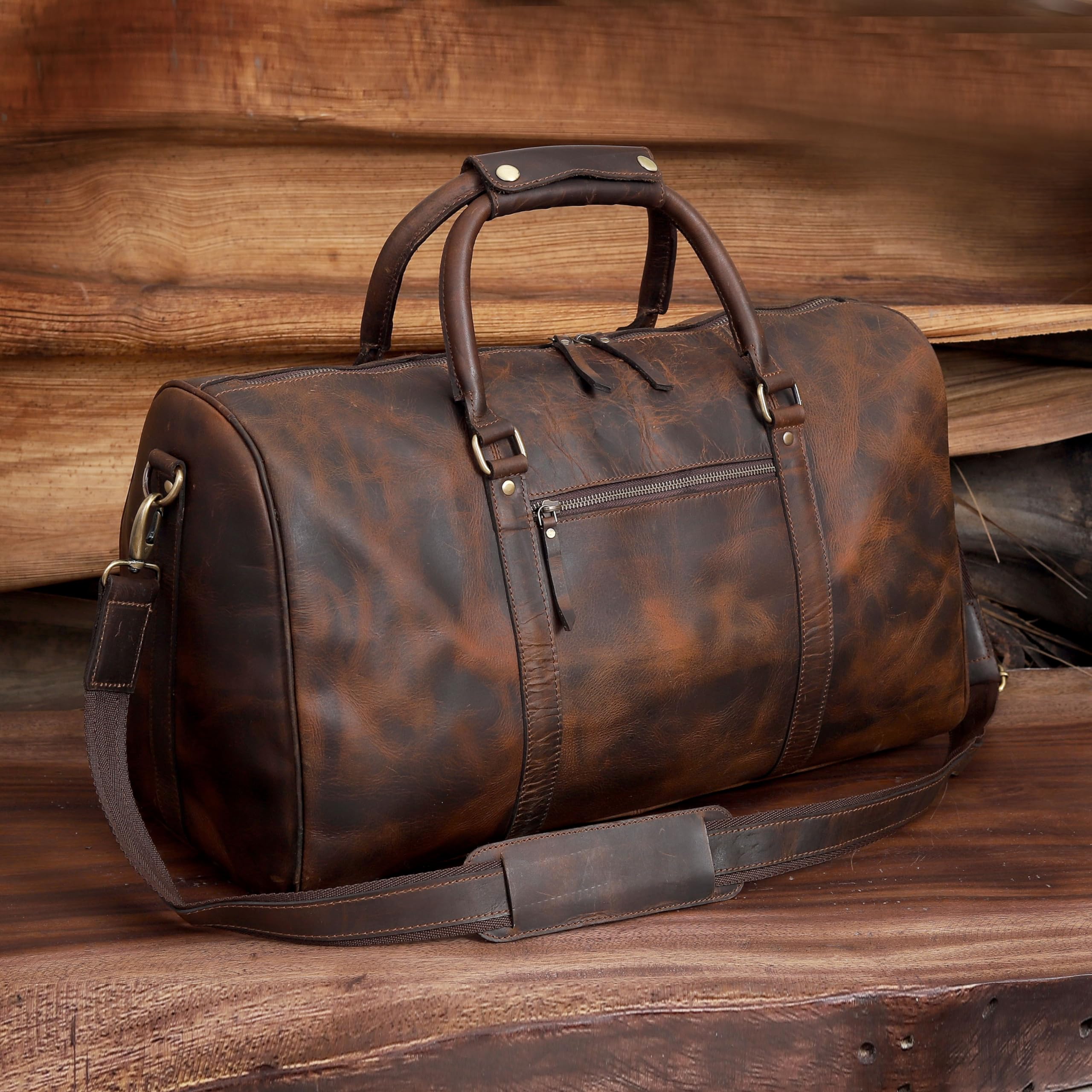 Premium Men's Leather Duffel Bag - 20