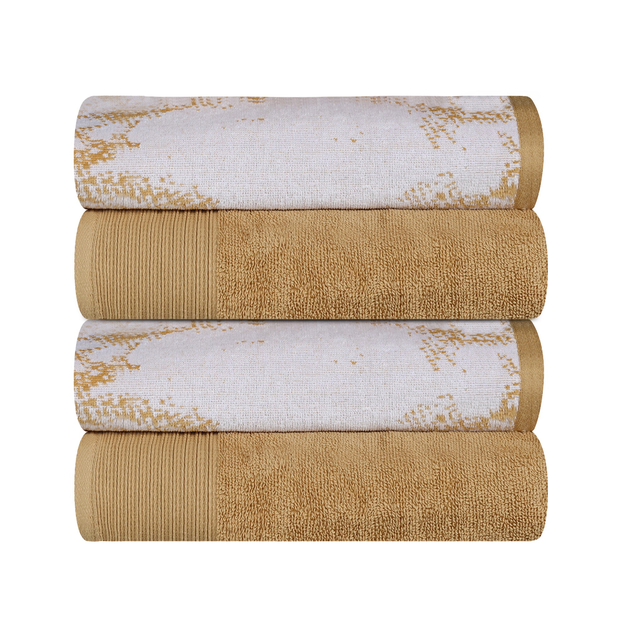 Premium 4-Piece Cotton Bath Towel Set - Soft & Absorbent Solid & Marble Design - Perfect for Spa, Bathroom & Luxury Home Decor