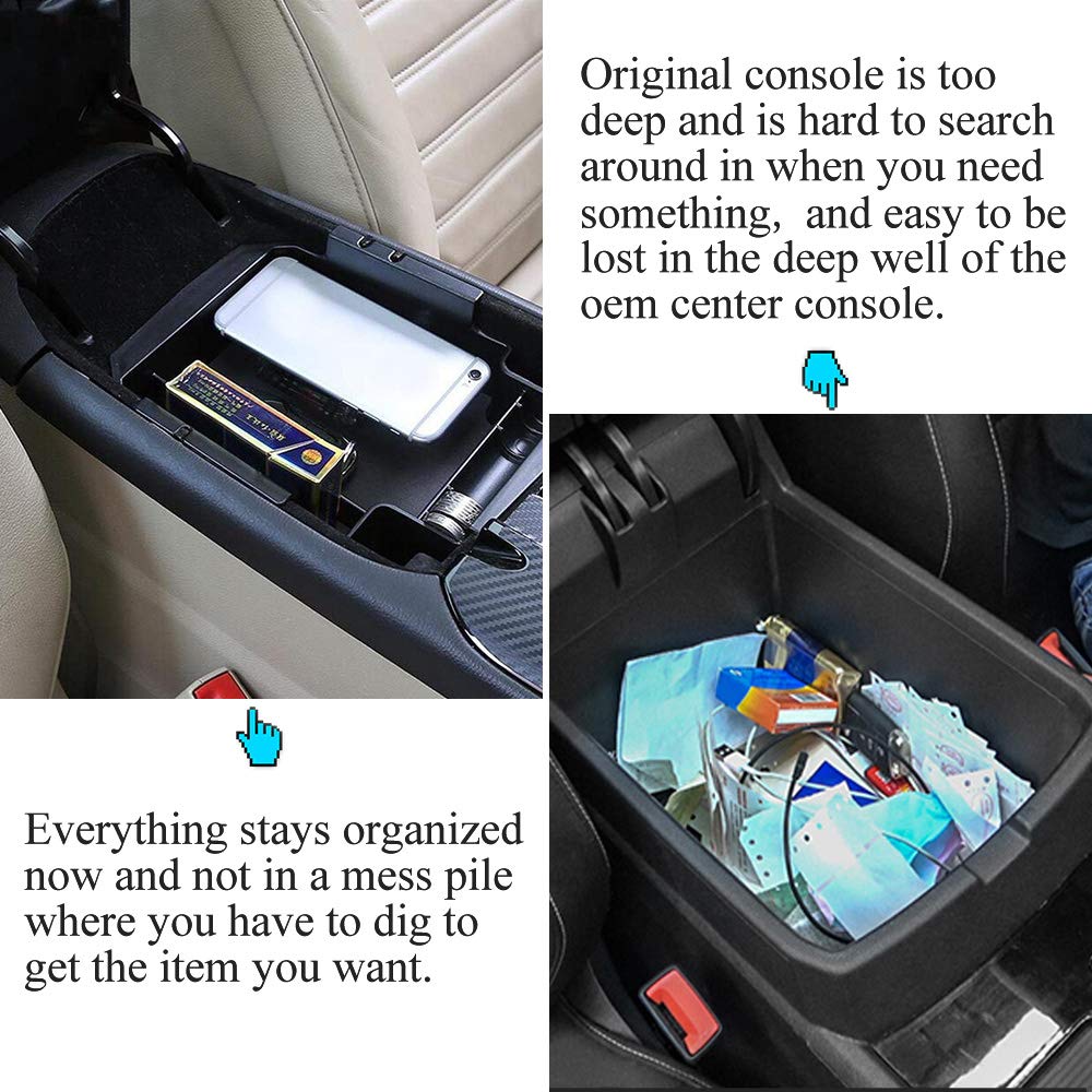 VESUL Center Console Organizer for Ford Fusion 2013-2016 - ABS Armrest Storage Box Tray Insert with Glove Pallet | Perfect for Car Organization & Road Trips