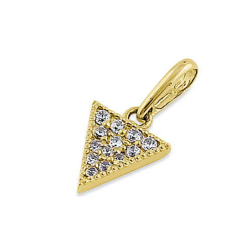 14K Yellow Gold Upside Down Triangle CZ Pendant Necklace - Elegant Cubic Zirconia Jewelry for Women, Perfect for Gifts, Parties & Everyday Wear