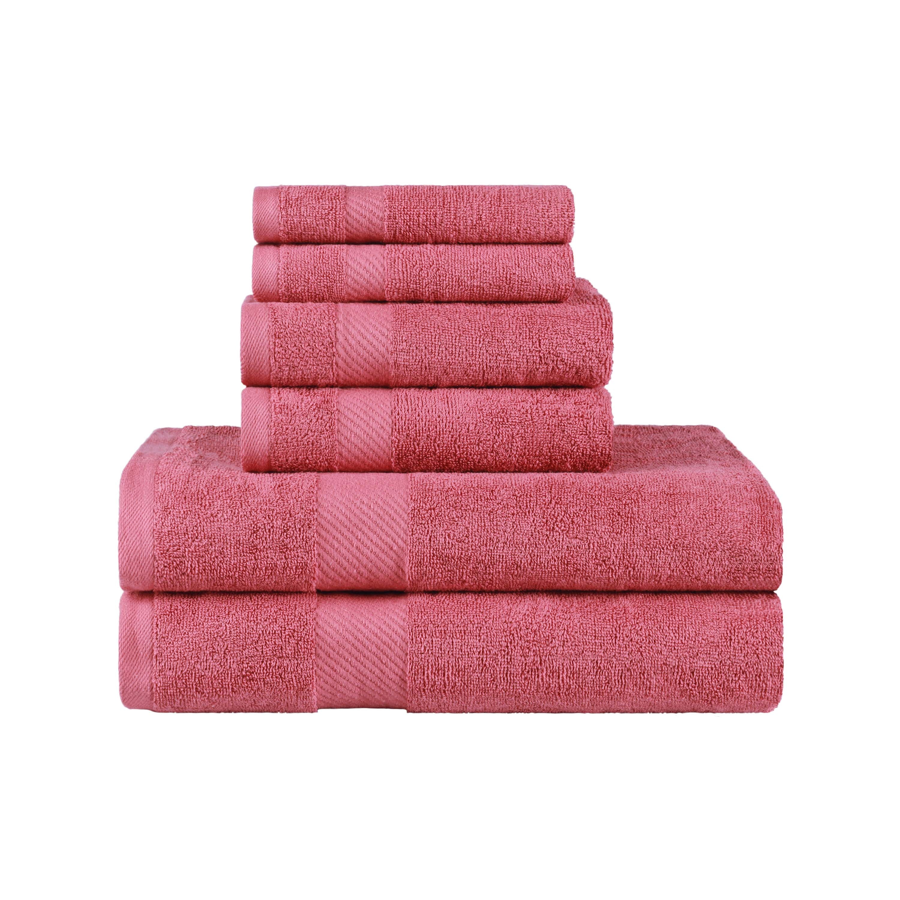 Premium 6-Piece Egyptian Cotton Towel Set with Elegant Dobby Border - Ultra Soft & Absorbent Bath Towels for Spa, Hotel, or Luxury Home Use