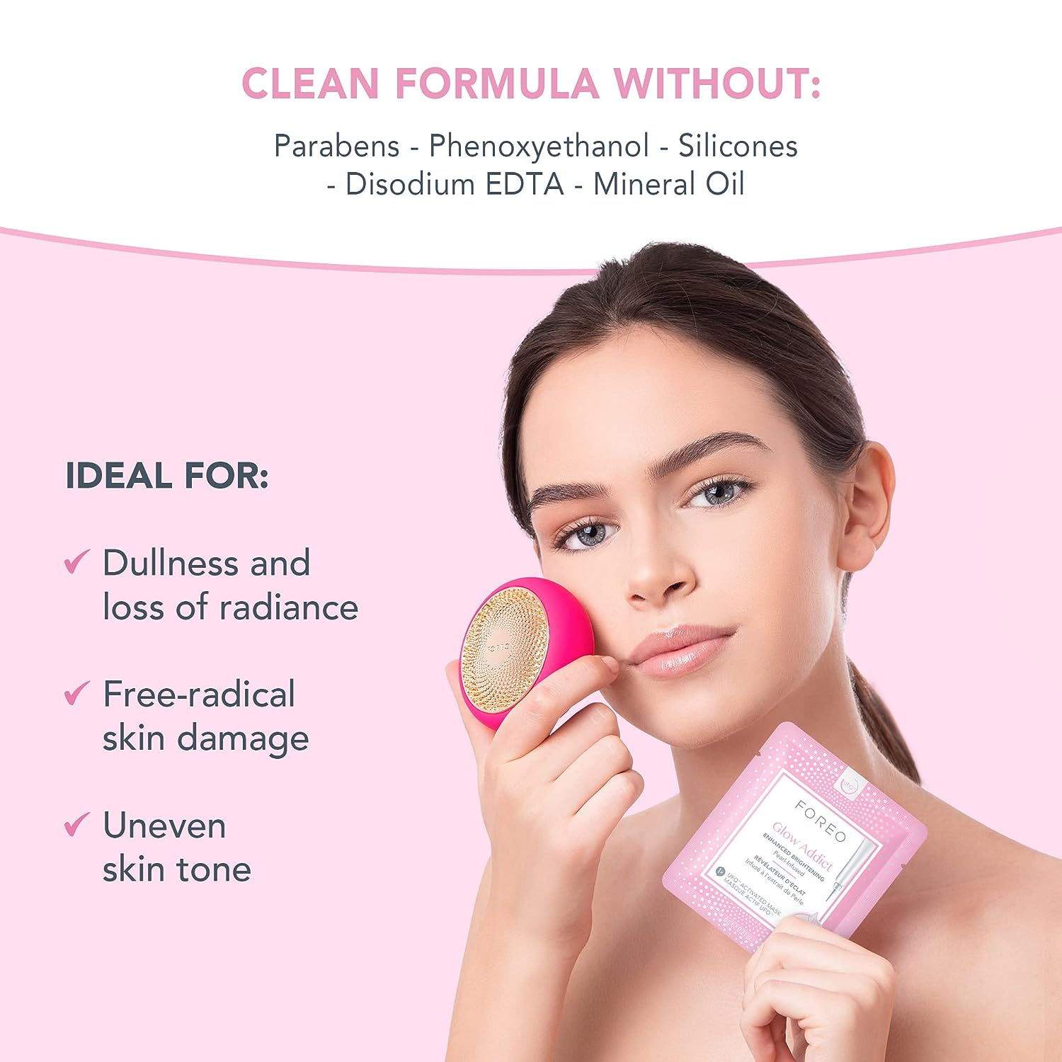 FOREO UFO Glow Addict Mask - Smart Facial Treatment Device for Hydration & Anti-Aging | Perfect for At-Home Spa, Skincare Routine & Travel Beauty Essentials