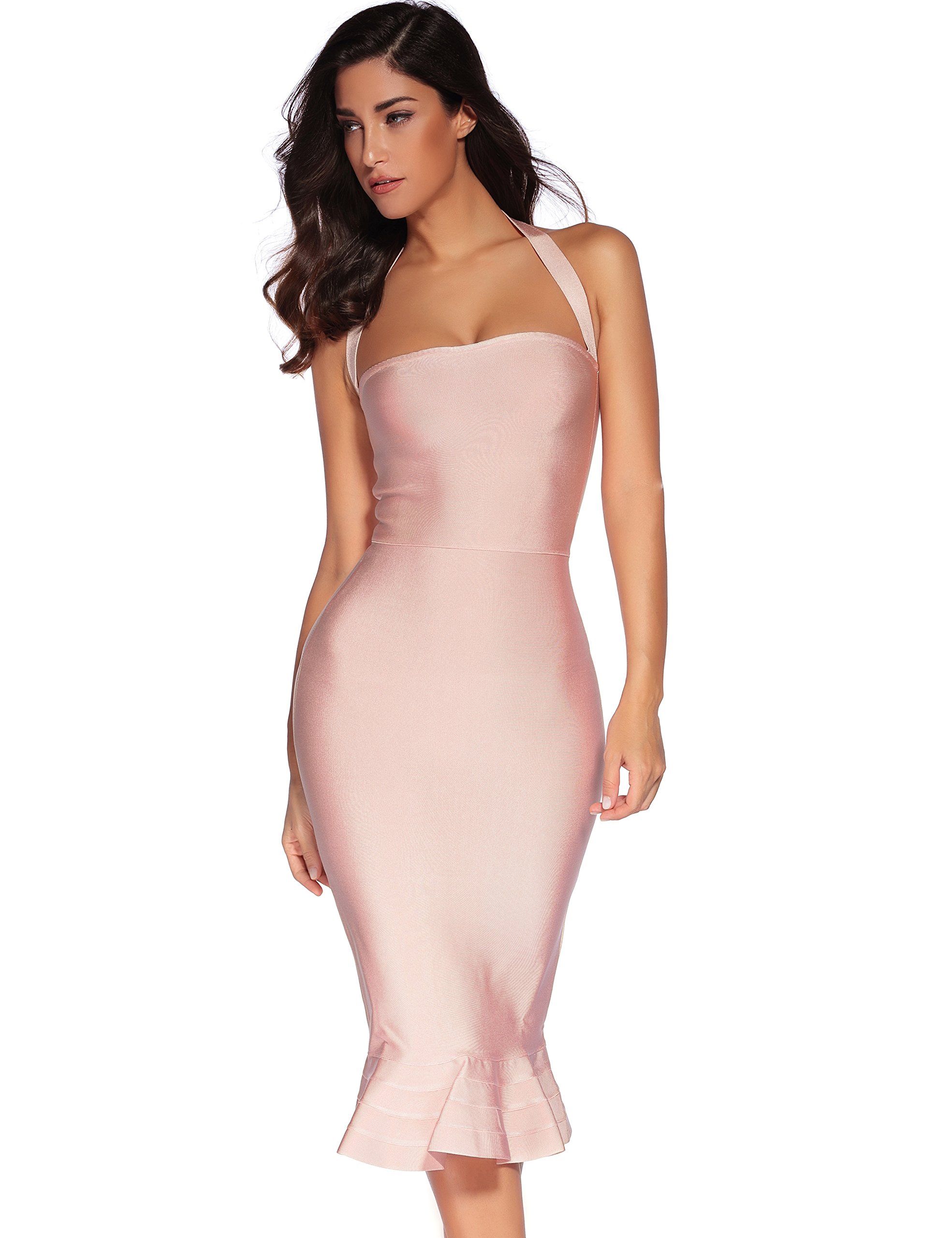 Elegant Women's Halter Fishtail Bandage Party Dress - Wedding Guest Cocktail Dress for Evening Events, Night Out & Special Occasions