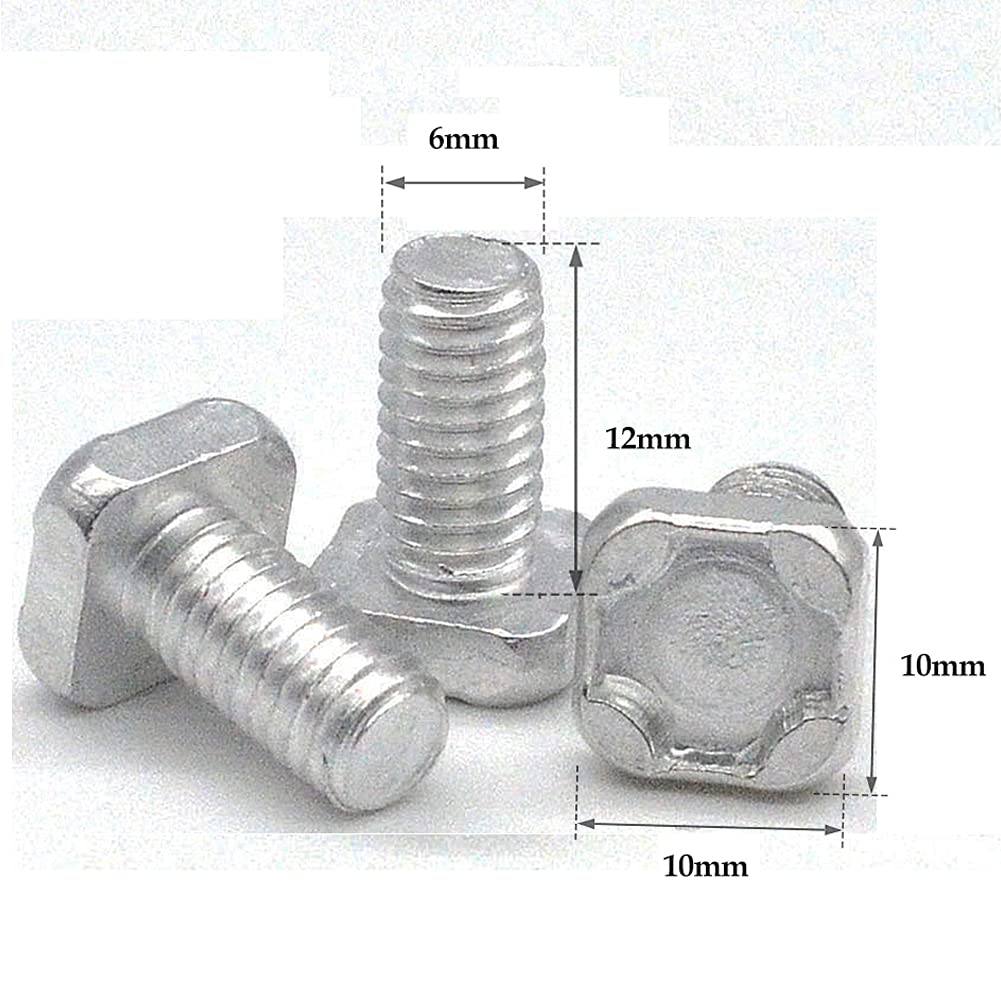 50 Sets M6 x 12mm Aluminum Greenhouse Nuts and Bolts Kit - Heavy Duty Cropped Head Fasteners for Greenhouse Construction, Repair & DIY Projects - Perfect for Home Gardeners and Commercial Growers