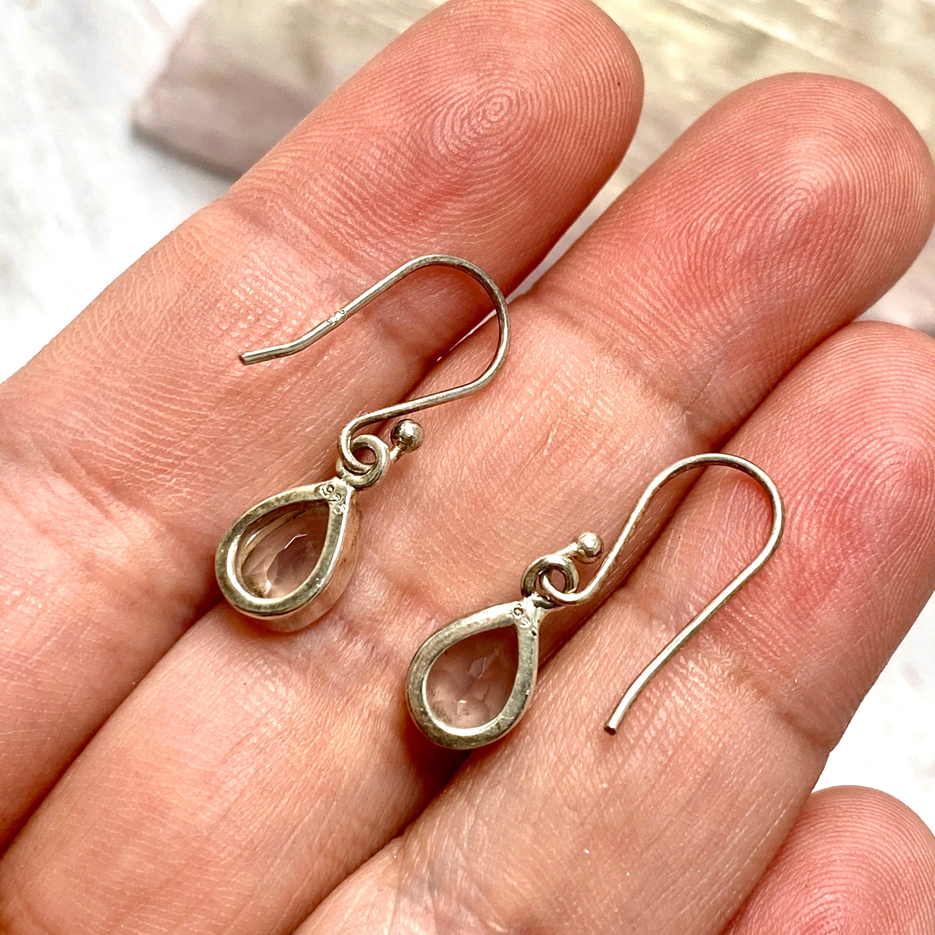 Rose Quartz Faceted Teardrop Earrings - Dainty Crystal Jewelry for Women, Gift for Her | Wedding, Party, Everyday Wear