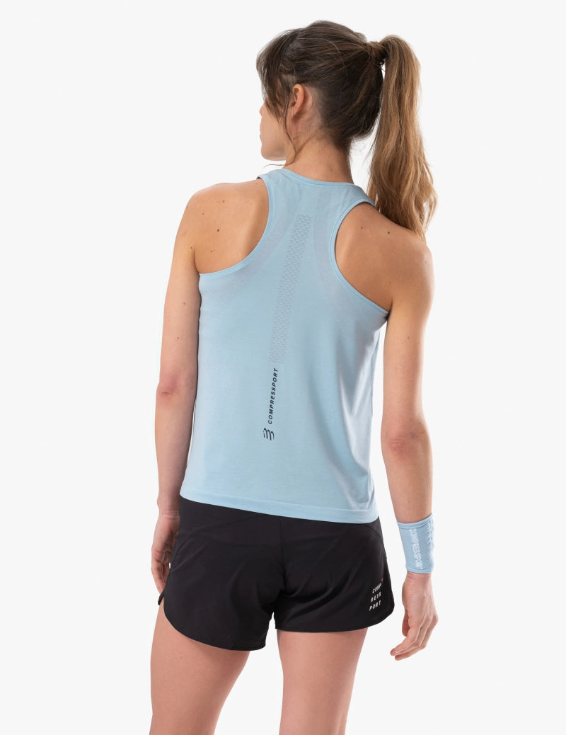Compressport Women's Running Singlet - Breathable Athletic Tank Top for Marathon & Training - Cashmere Blue - Perfect for Gym, Jogging & Outdoor Sports