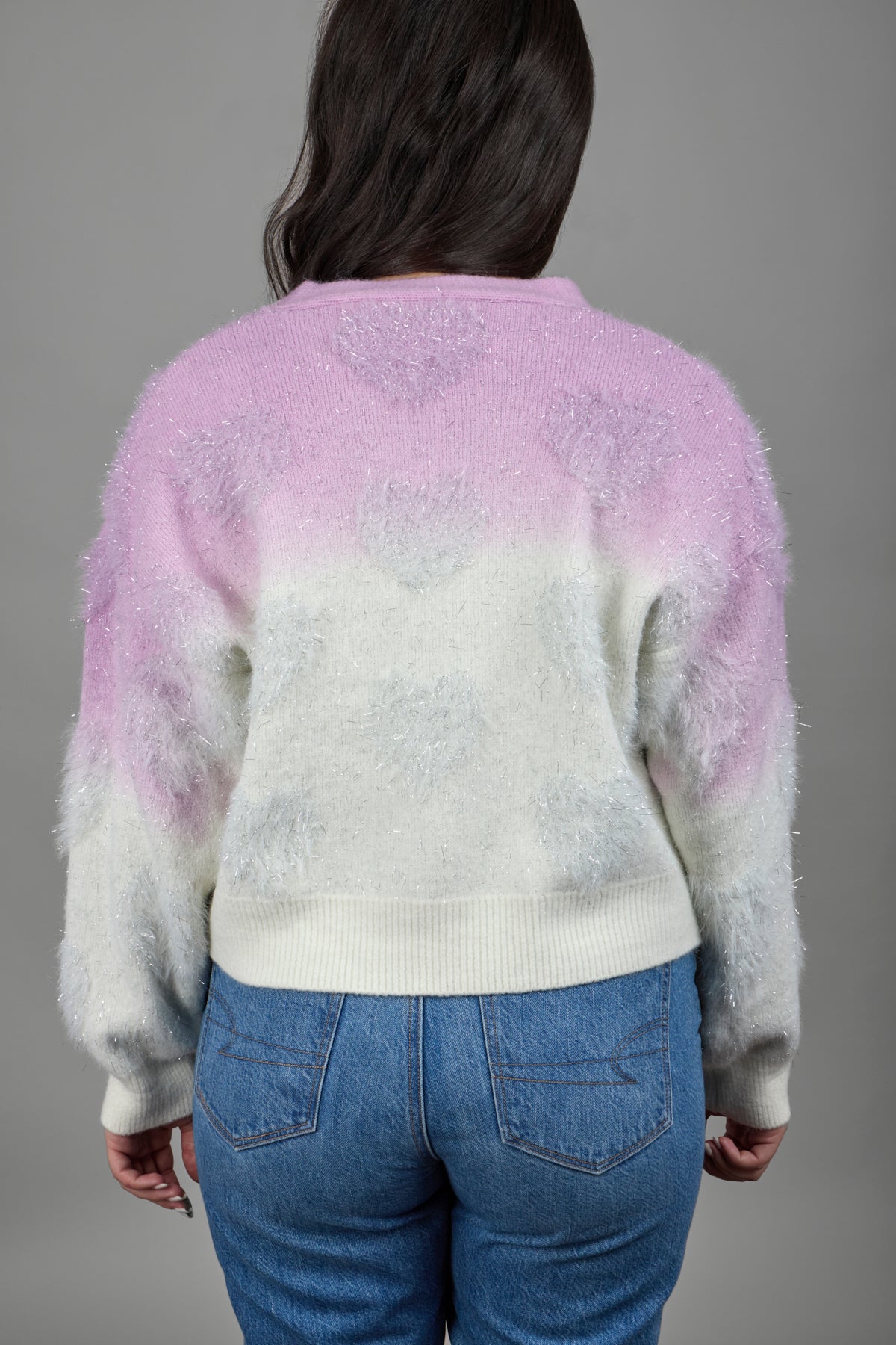 Soft Heart Ombre Cardigan for Women - Cozy Long Sleeve Open Front Knit Sweater - Perfect for Fall, Winter & Layering Outfits