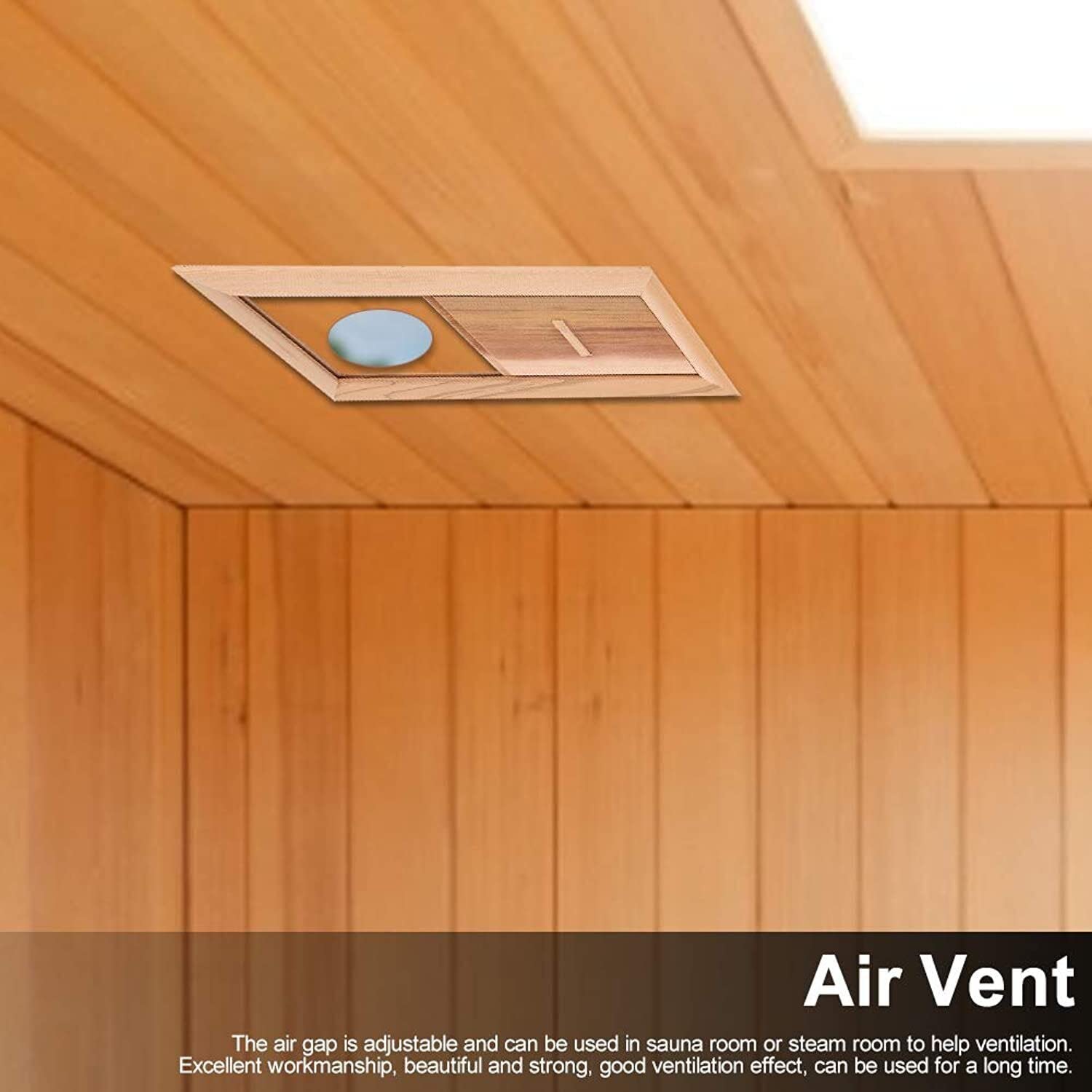 Premium Cedar Wood Sauna Air Vent - Adjustable Rectangle Steam Room Ventilation Panel with Grille | Sauna & Steam Room Accessory for Optimal Airflow & Comfort