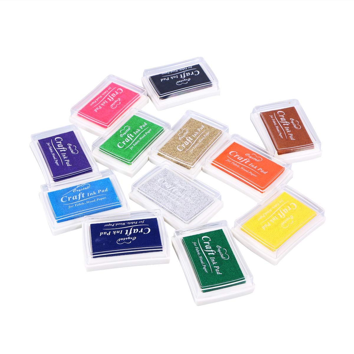12pcs Multi-Colored Kids Ink Stamp Pads Set - Giant Craft Stamps for Scrapbooking, Paper, Wood & Fabric - Fun Educational Toys for Children | Perfect for DIY Crafts, School Projects & Creative Play