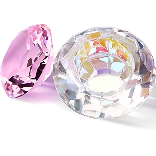 Premium Nail Art Dappen Dish for Acrylic Liquid - Kalolary Crystal Glass Monomer Cup with Gemstone Lid for Nail Powder & Liquid (Pink) - Perfect for Salon, DIY Nail Art & Professional Manicures